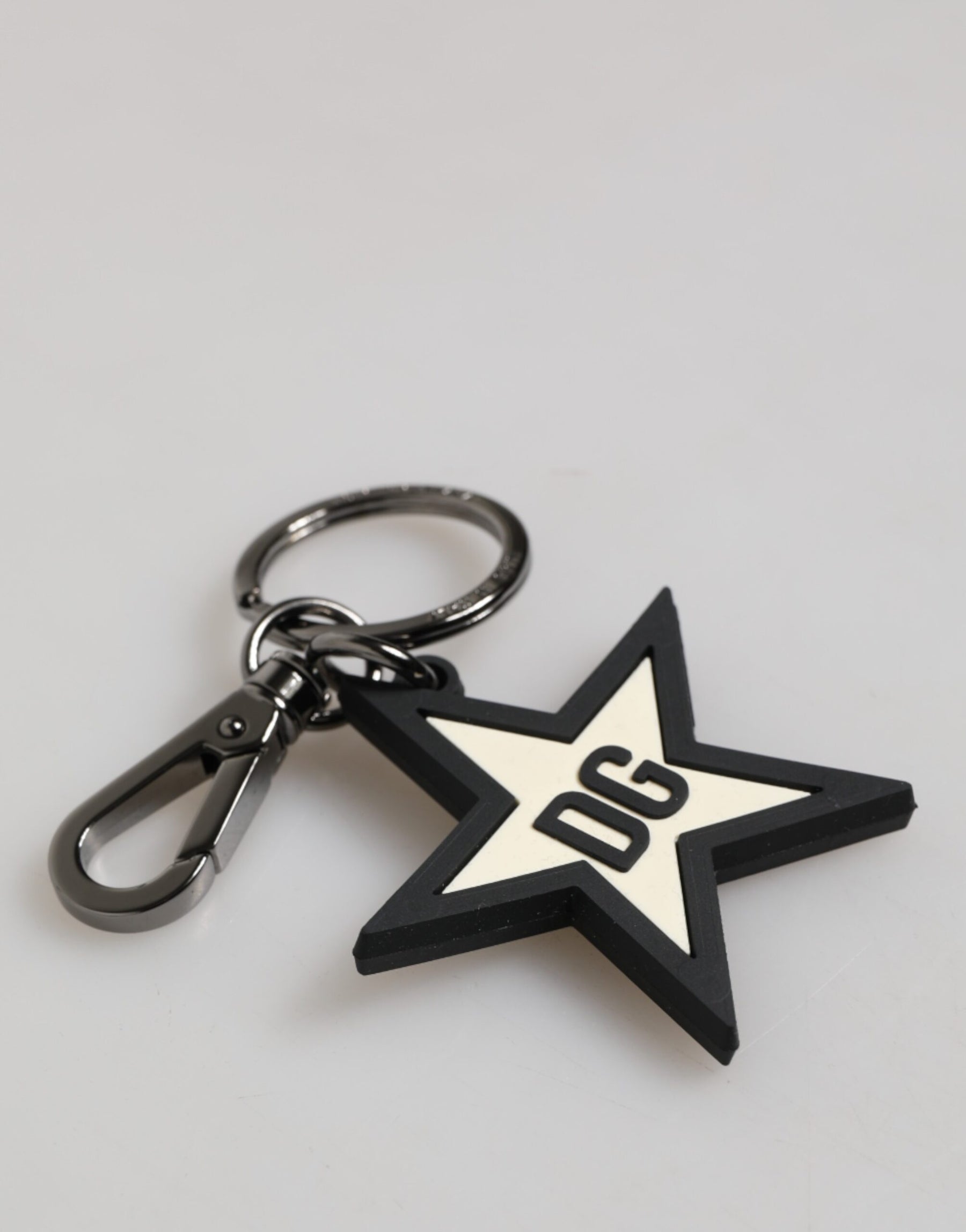 Dolce & Gabbana White Black DG Logo Star Rubber Men's Keychain Keyring | Regal Royce