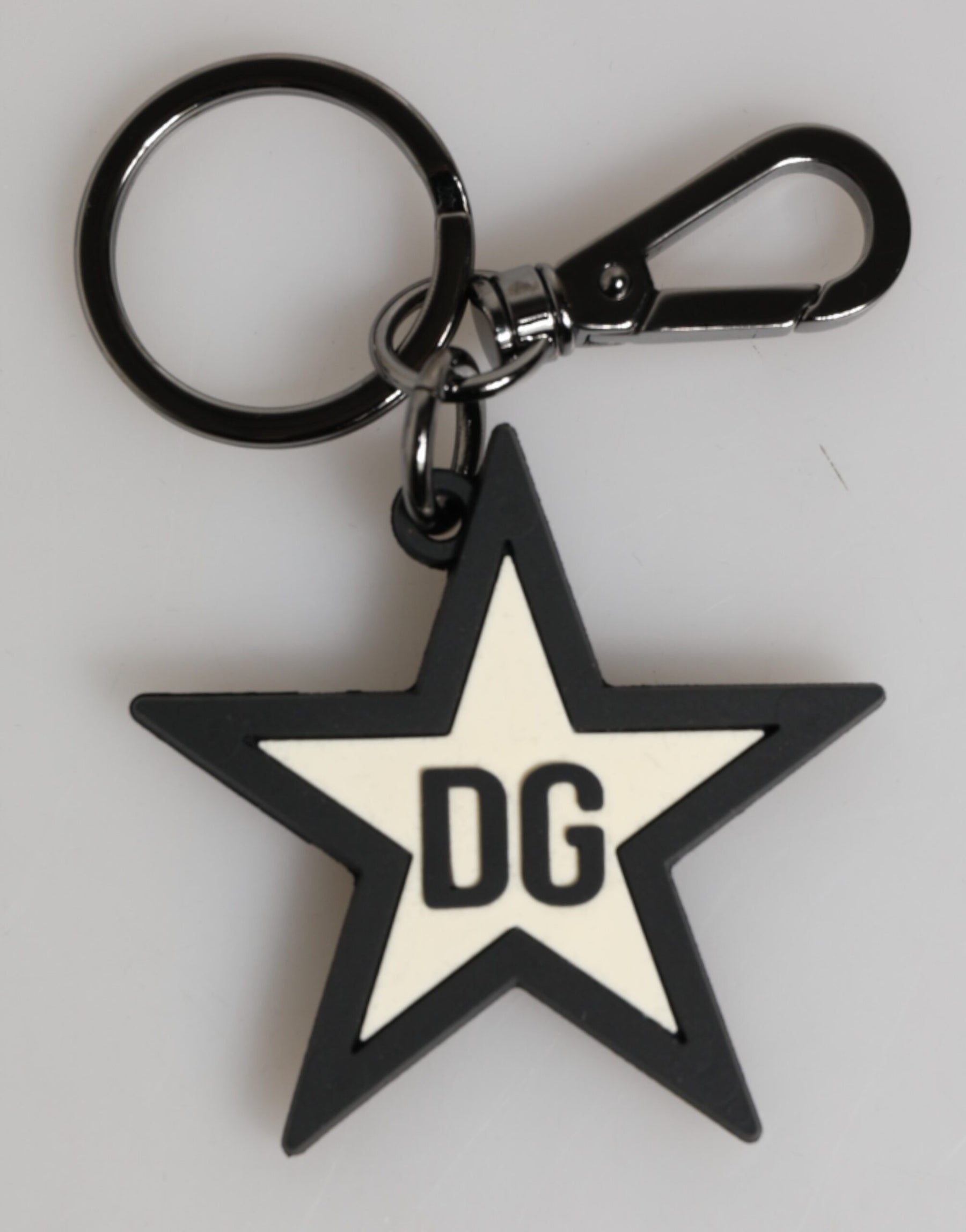 Dolce & Gabbana White Black DG Logo Star Rubber Men's Keychain Keyring | Regal Royce