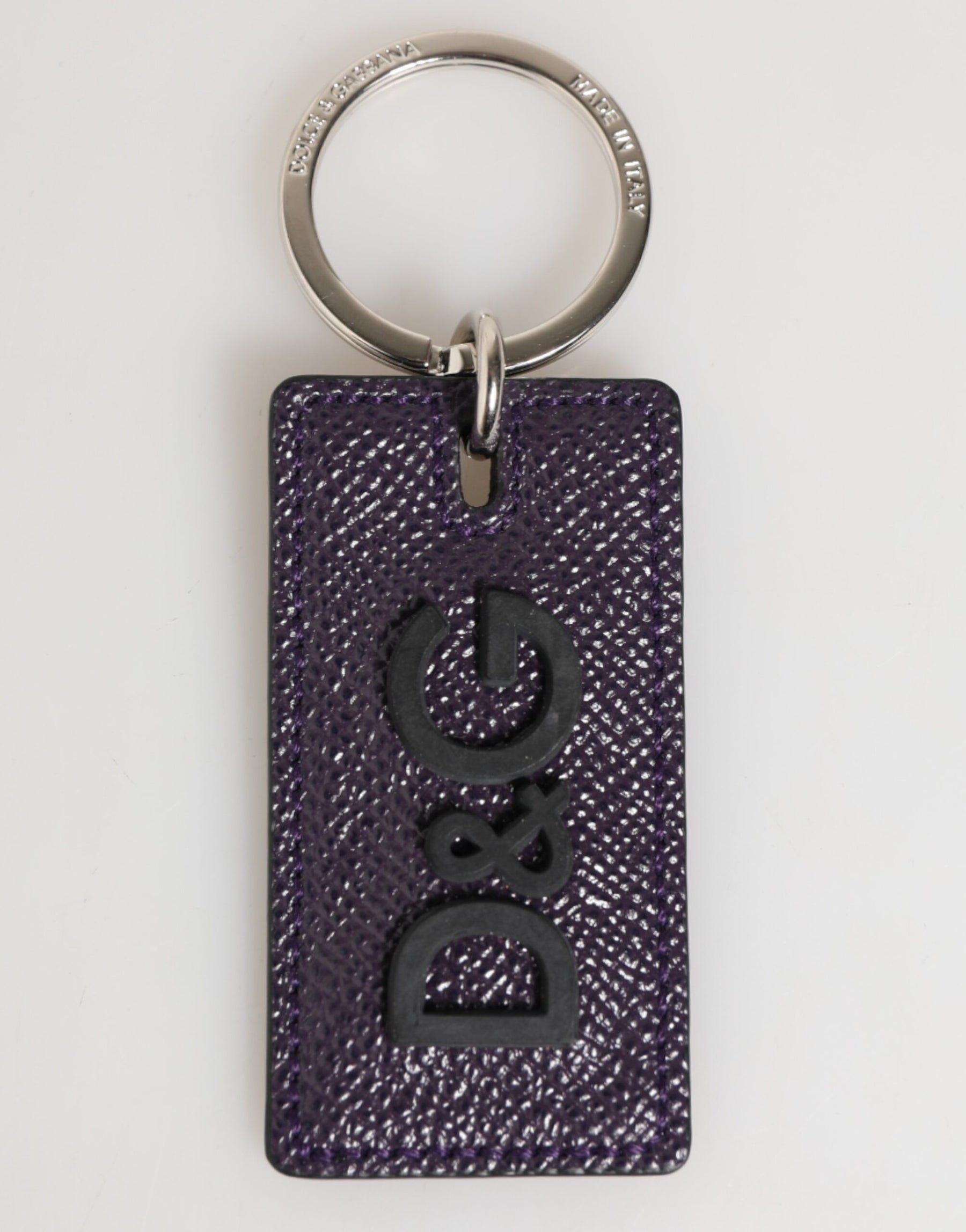 Dolce & Gabbana Violet Leather Logo Metal Ring Men Keychain Keyring | Regal Royce