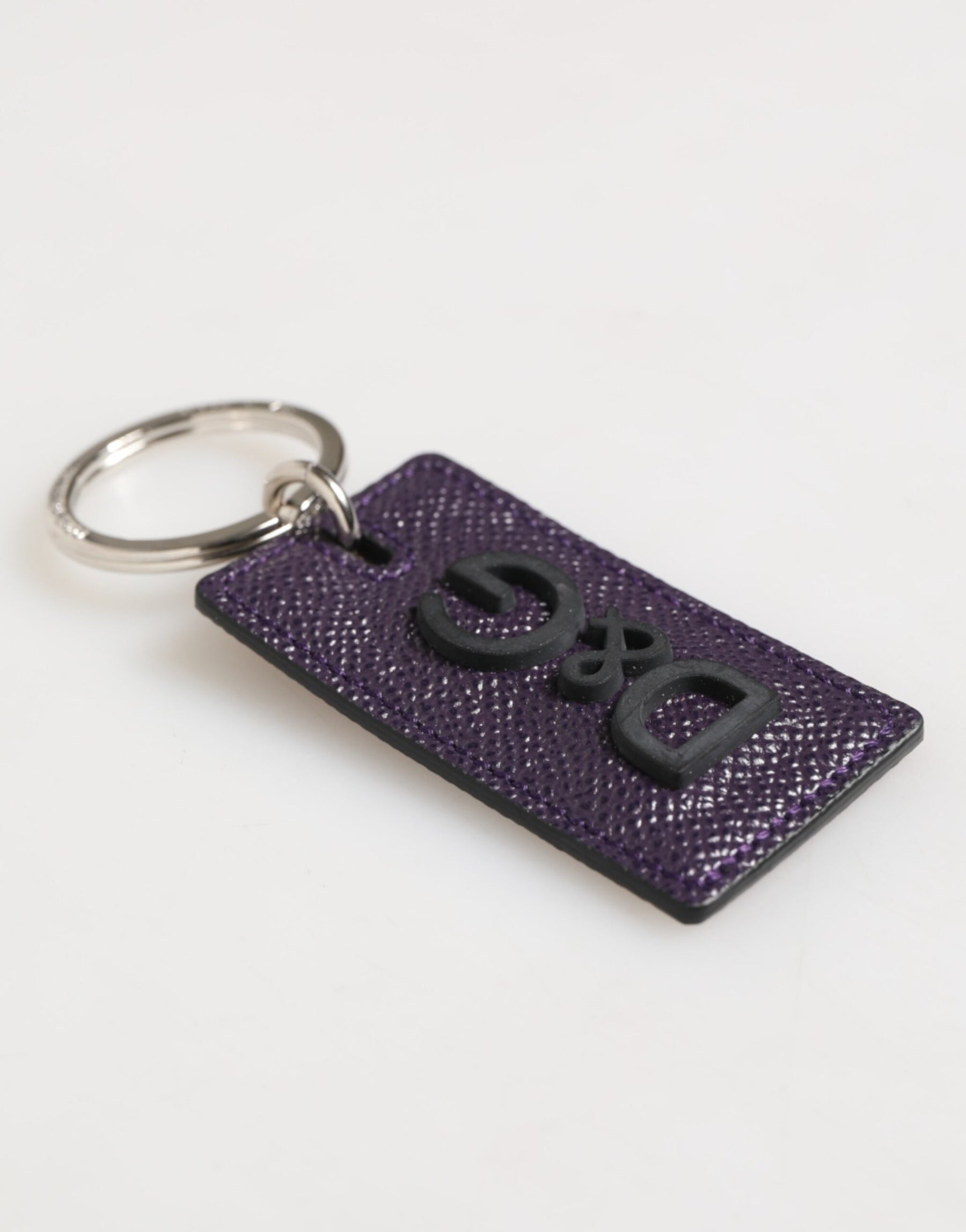 Dolce & Gabbana Violet Leather Logo Metal Ring Men Keychain Keyring | Regal Royce