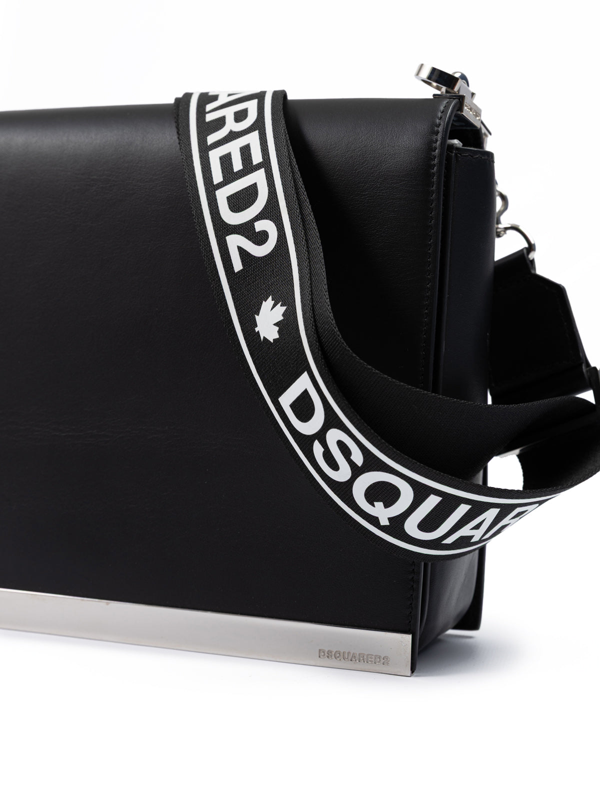 Dsquared² Black Leather Messenger Bag | Regal Royce