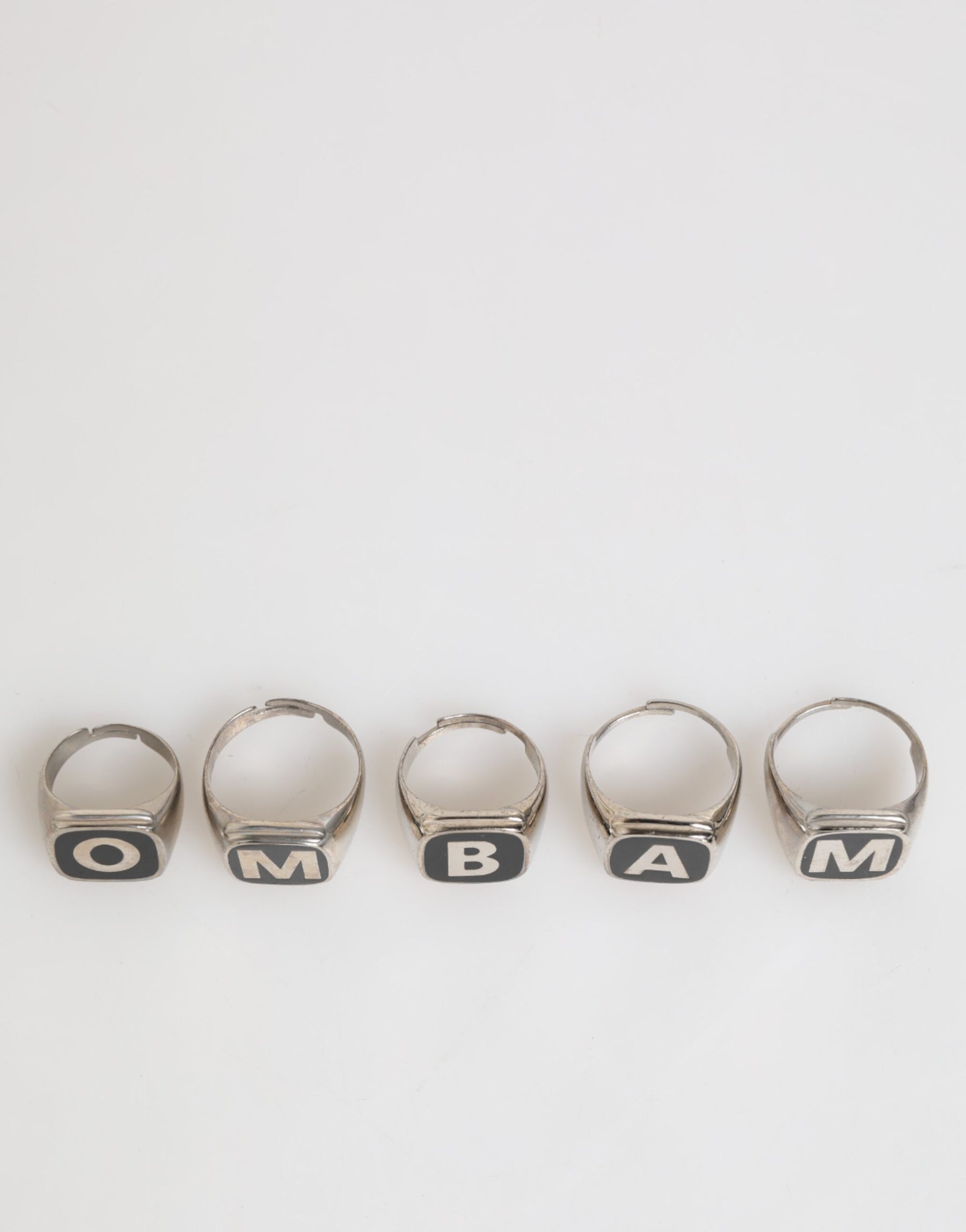 Dolce & Gabbana Silver Tone Brass Lettering Set 5 Pieces Adjustable Ring | Regal Royce