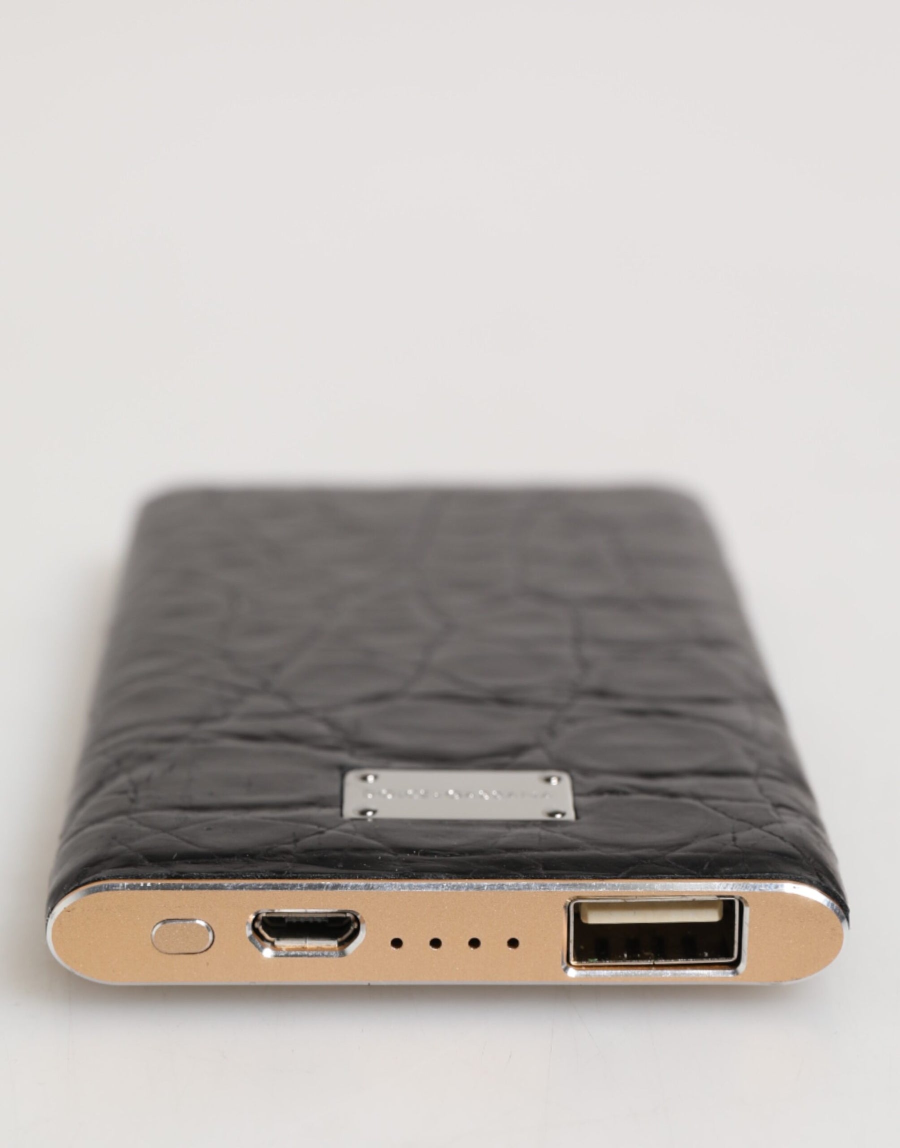 Dolce & Gabbana Black Leather Embossed Skin 3000mAh Power Bank Charger USB | Regal Royce