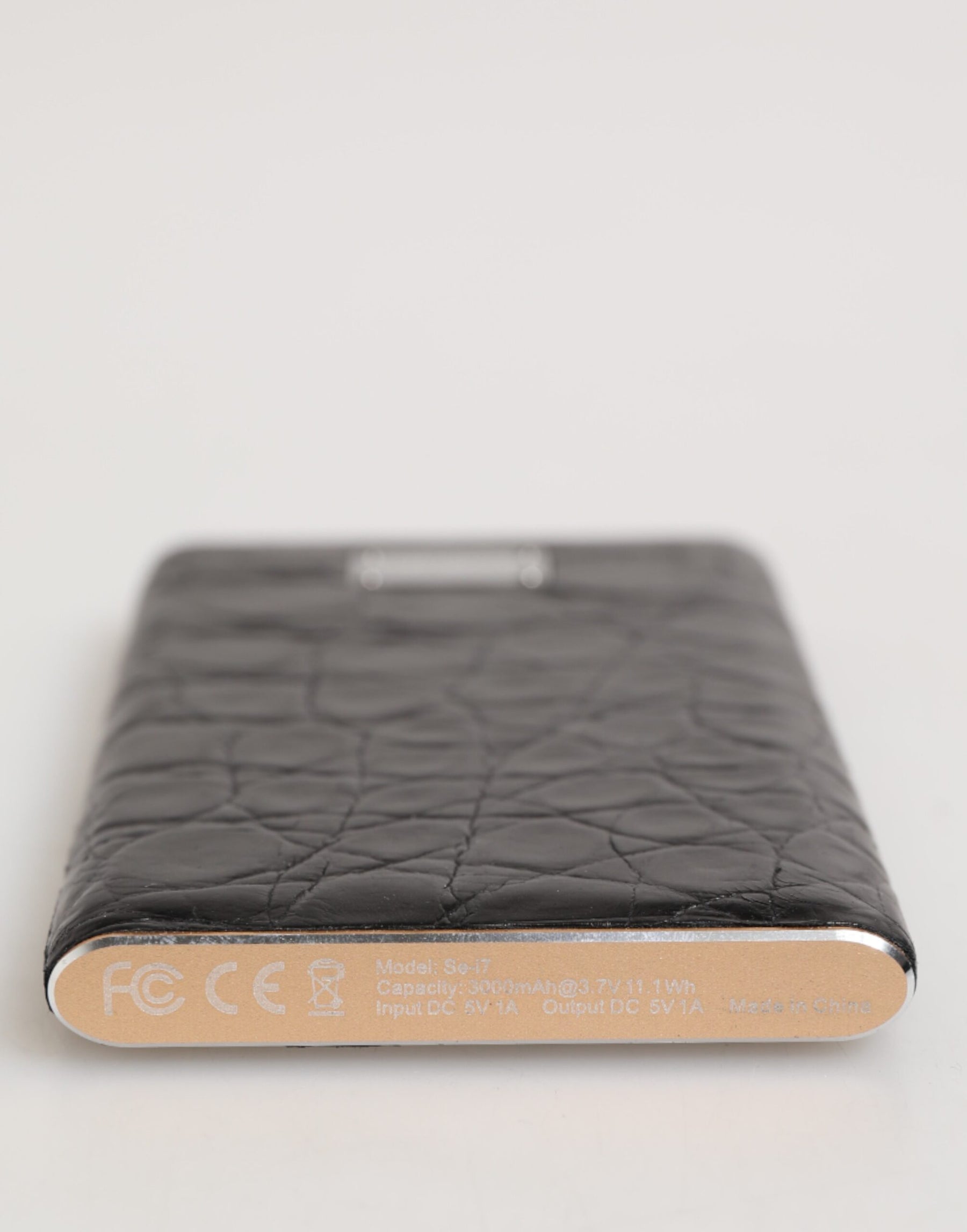 Dolce & Gabbana Black Leather Embossed Exotic 3000mAh  Power Bank Charger USB | Regal Royce