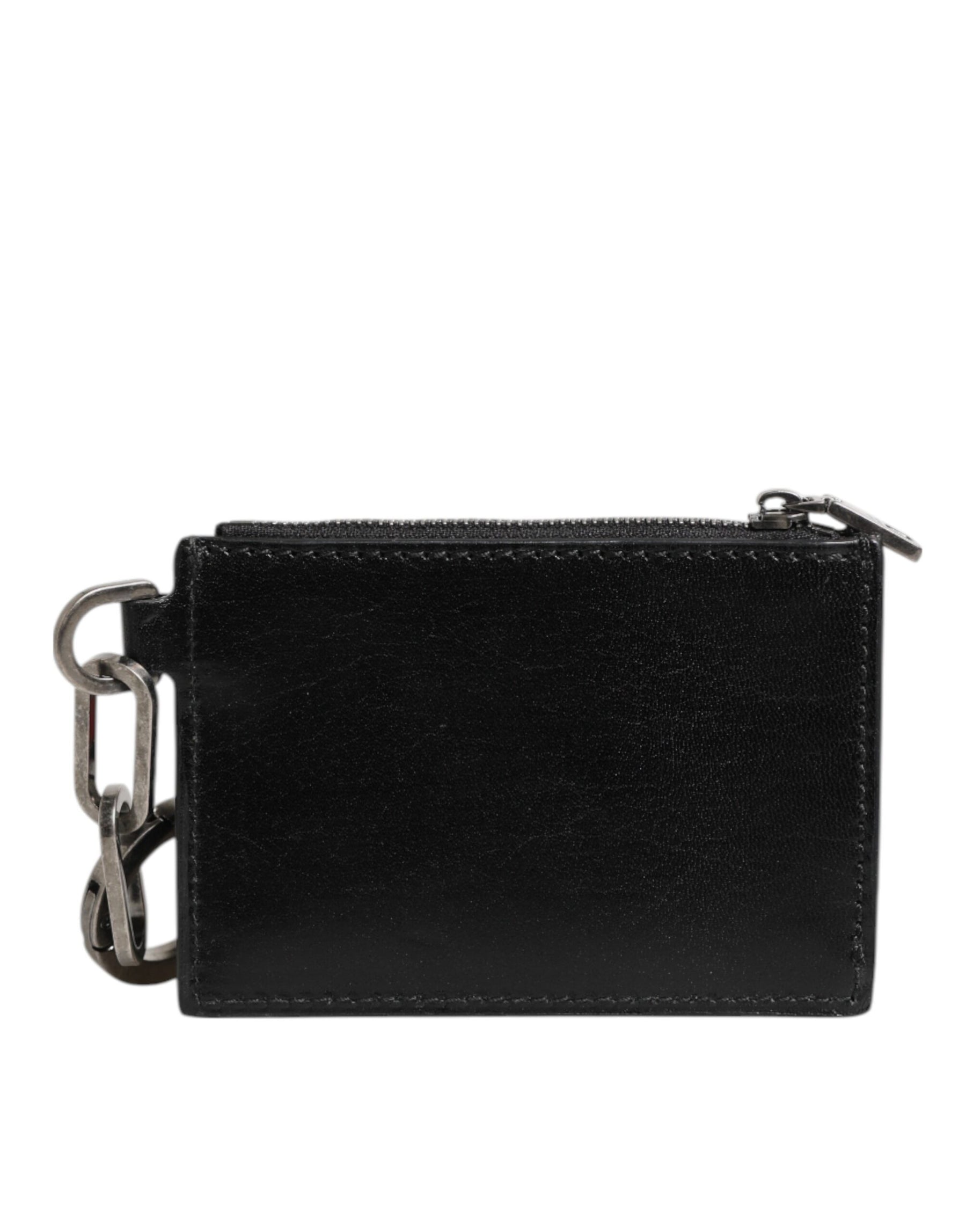Dolce & Gabbana Black Leather Zip Logo Keyring Coin Purse Keyring Wallet | Regal Royce