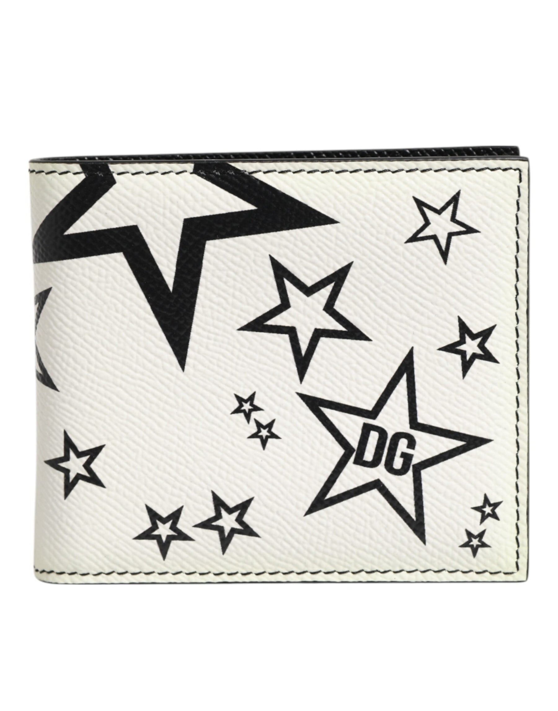 Dolce & Gabbana White Leather DG Star Logo Bifold Card Holder Wallet | Regal Royce