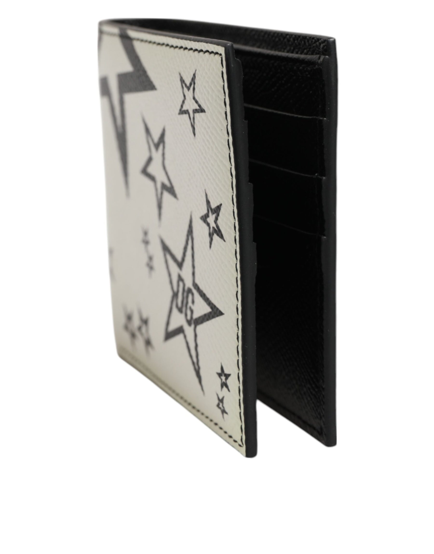 Dolce & Gabbana White Leather DG Star Logo Bifold Card Holder Wallet | Regal Royce