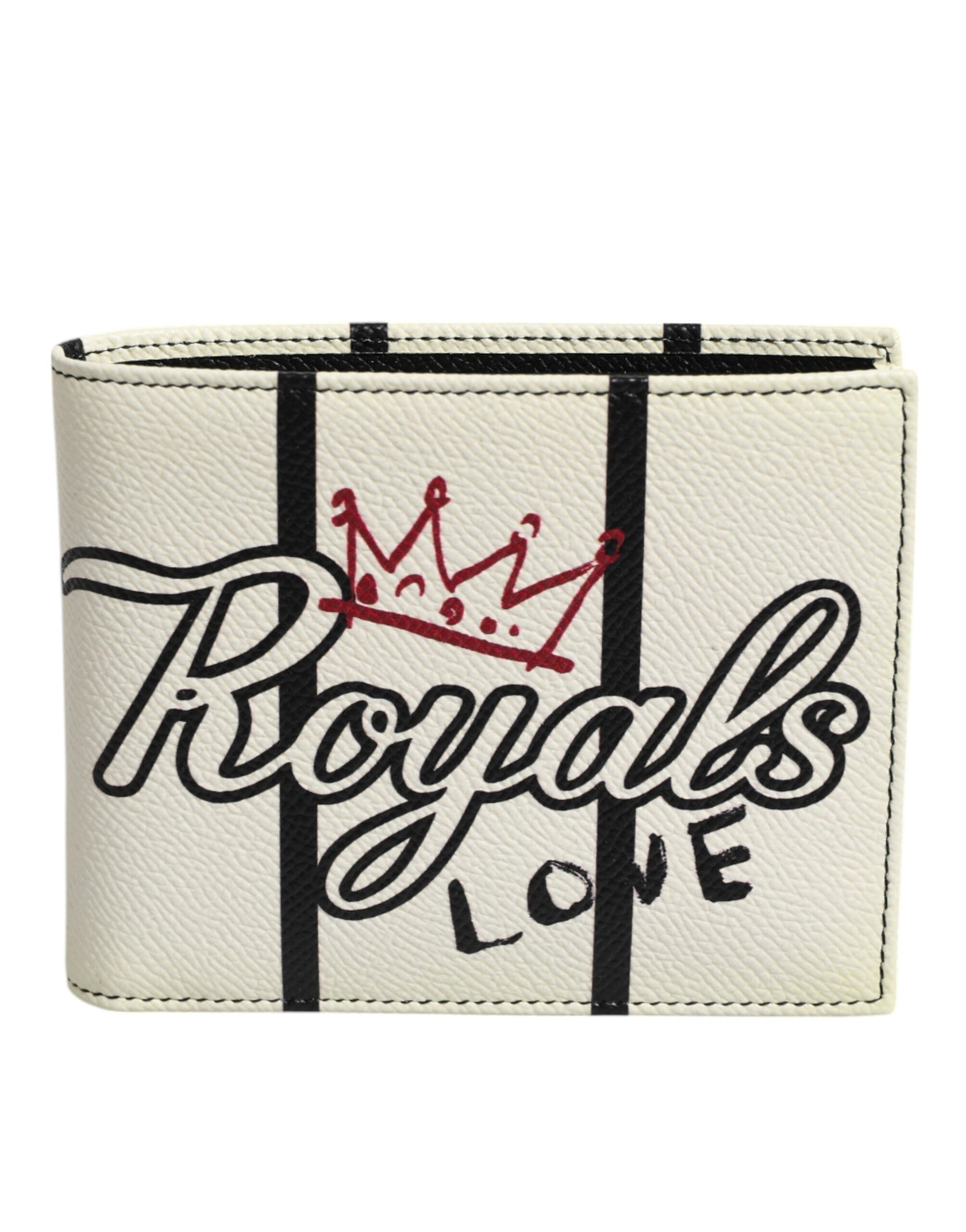 Dolce & Gabbana White Leather DG Crown Royals Bifold Card Holder Wallet | Regal Royce