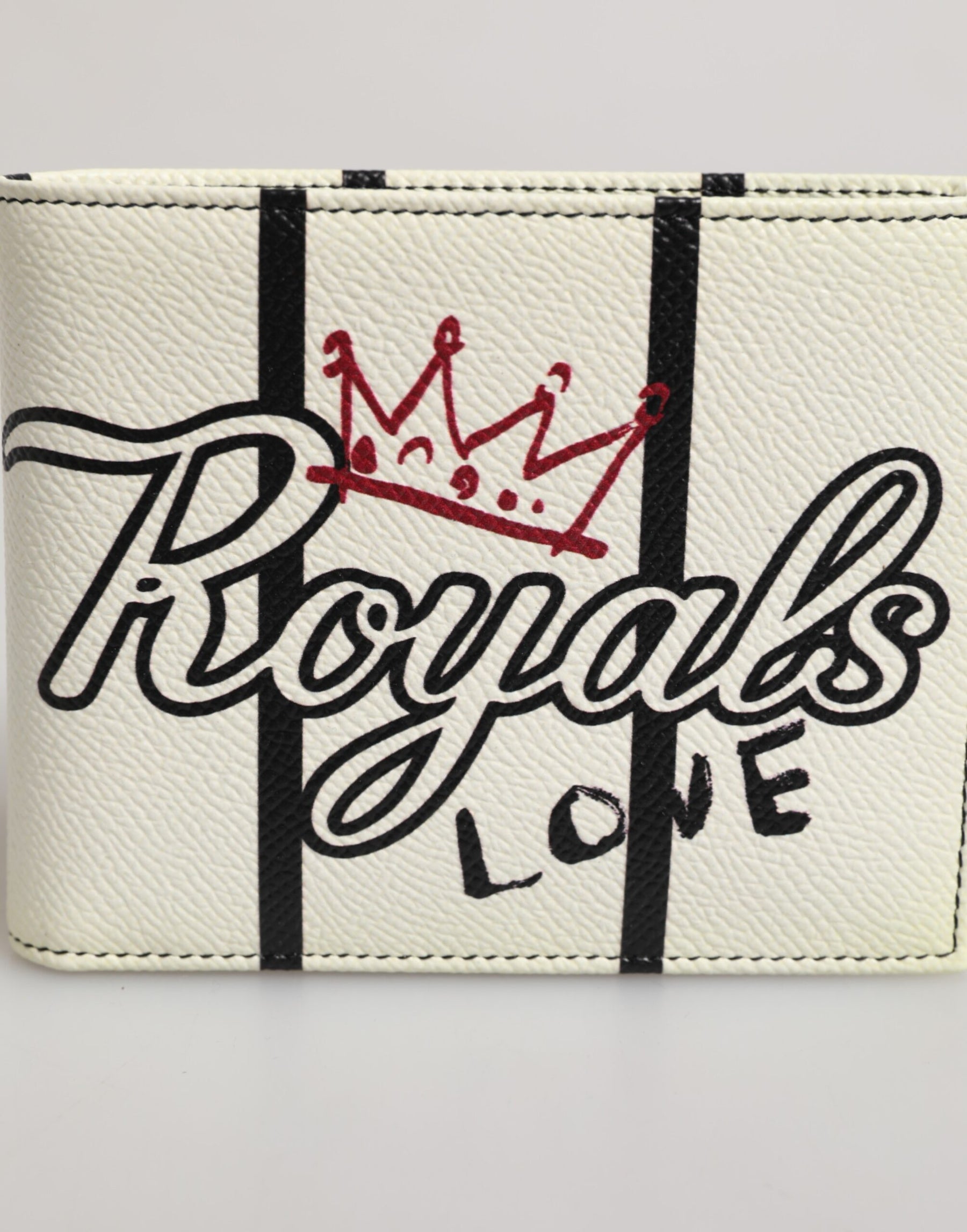 Dolce & Gabbana White Leather DG Crown Royals Bifold Card Holder Wallet | Regal Royce