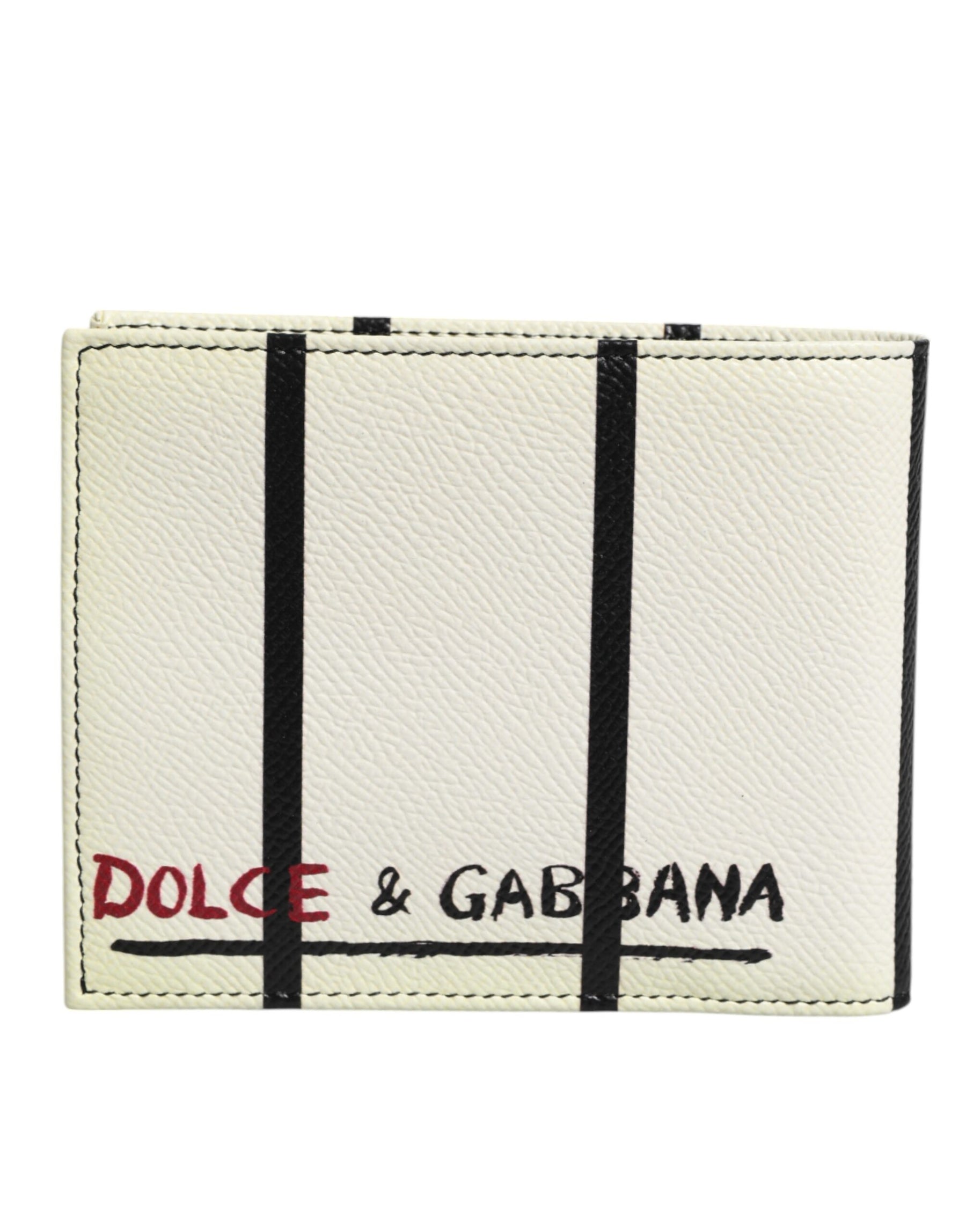 Dolce & Gabbana White Leather DG Crown Royals Bifold Card Holder Wallet | Regal Royce