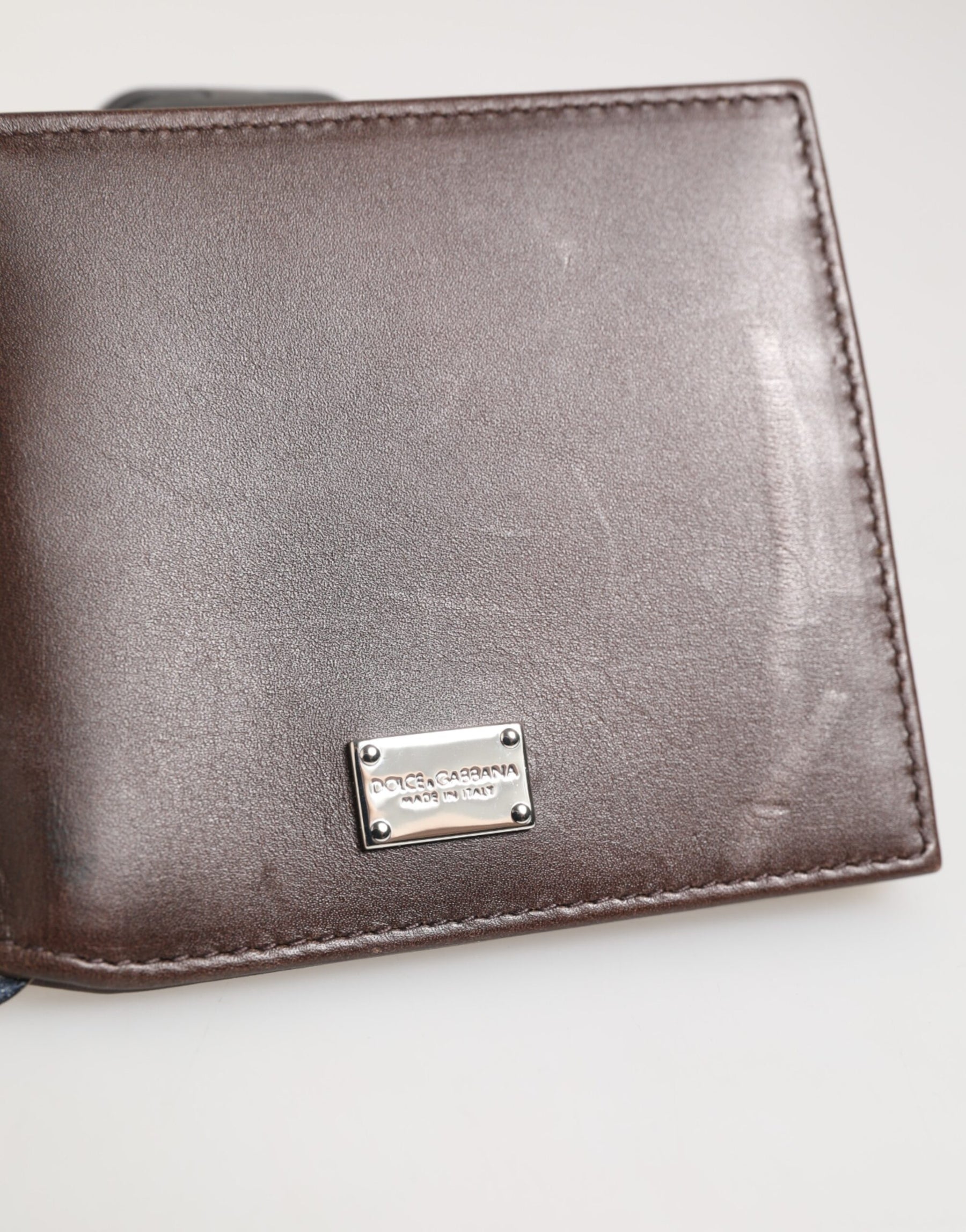 Dolce & Gabbana Brown Leather DG Logo Engrave Bifold Card Holder Wallet | Regal Royce