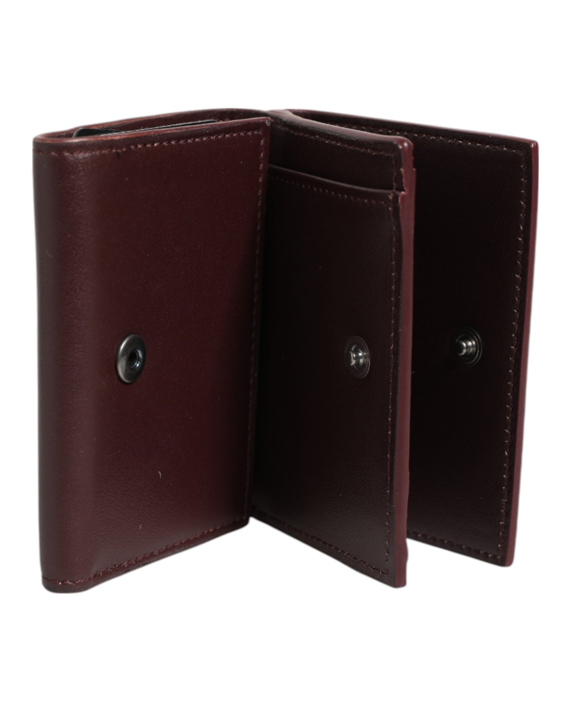 Dolce & Gabbana Leather Embossed Logo Trifold Men Card Holder Dark Brown | Regal Royce