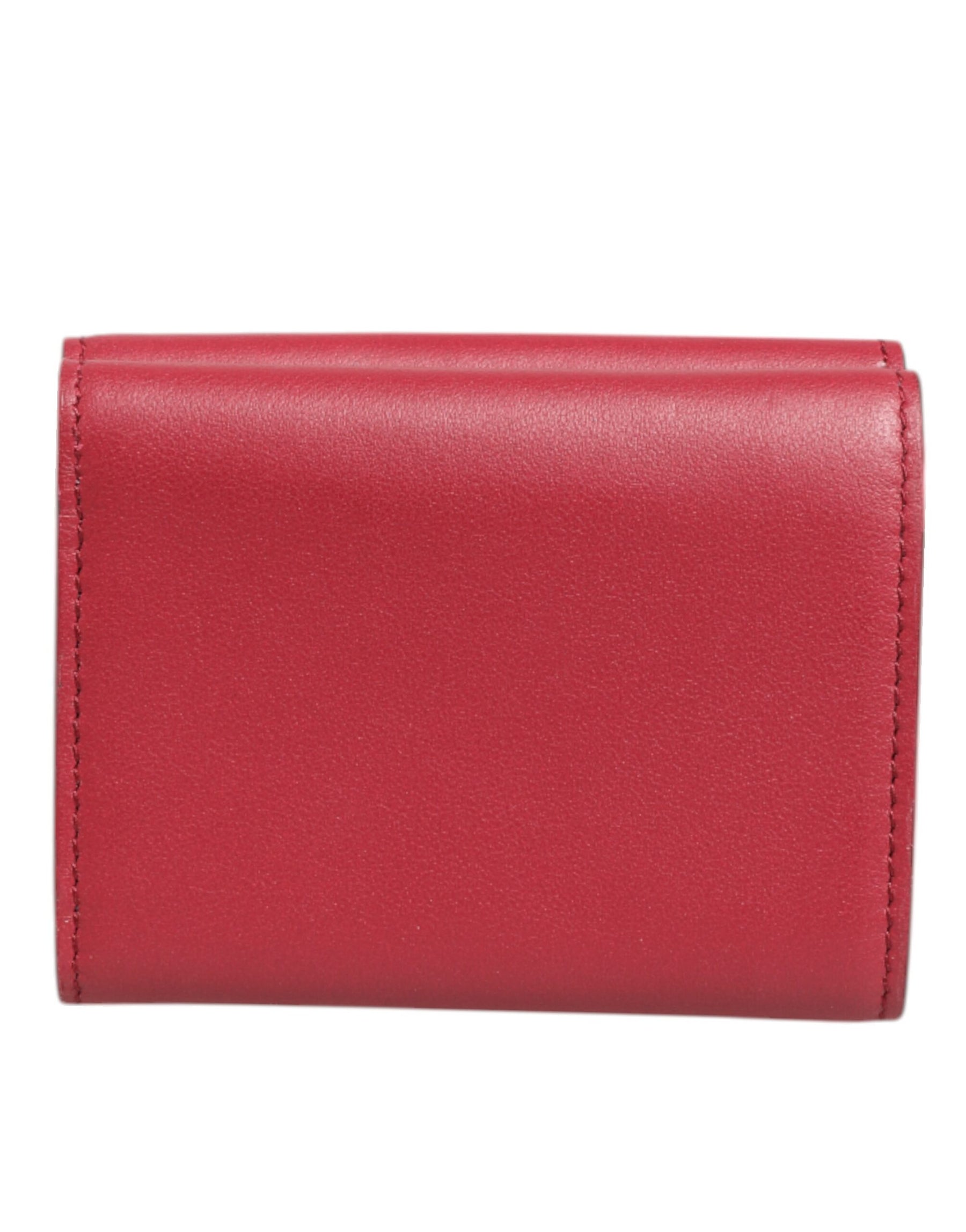 Dolce & Gabbana Red Leather Bold Logo Print Trifold Card Holder Wallet | Regal Royce