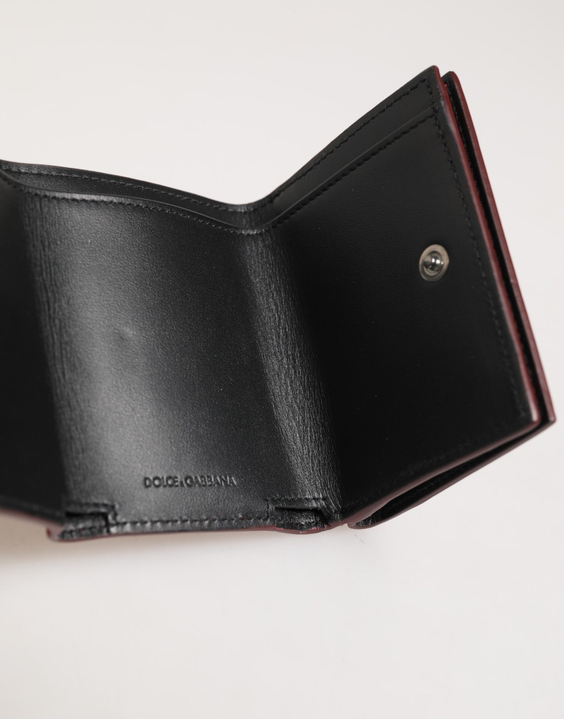 Dolce & Gabbana Red Leather Bold Logo Print Trifold Card Holder Wallet | Regal Royce
