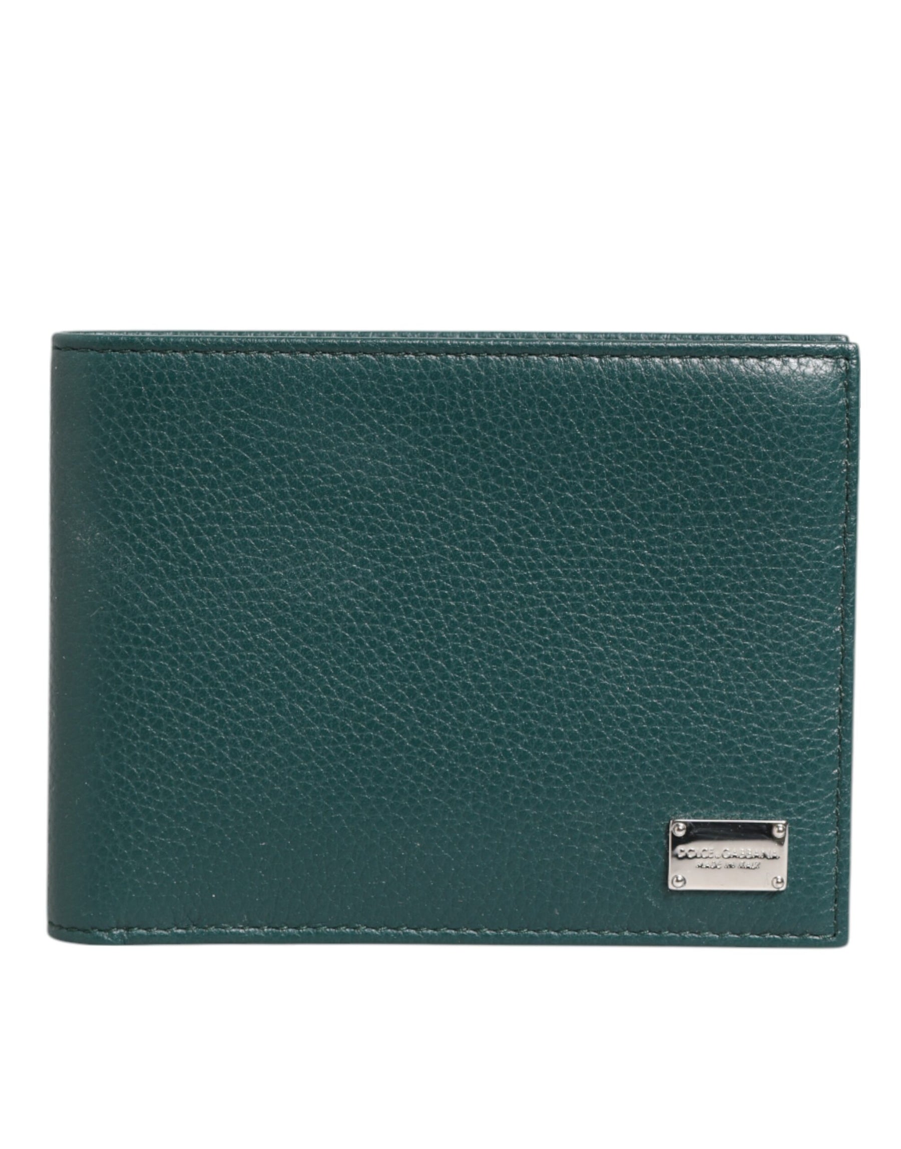 Dolce & Gabbana Green Leather DG Logo Plaque Bifold Men Card Holder Wallet | Regal Royce