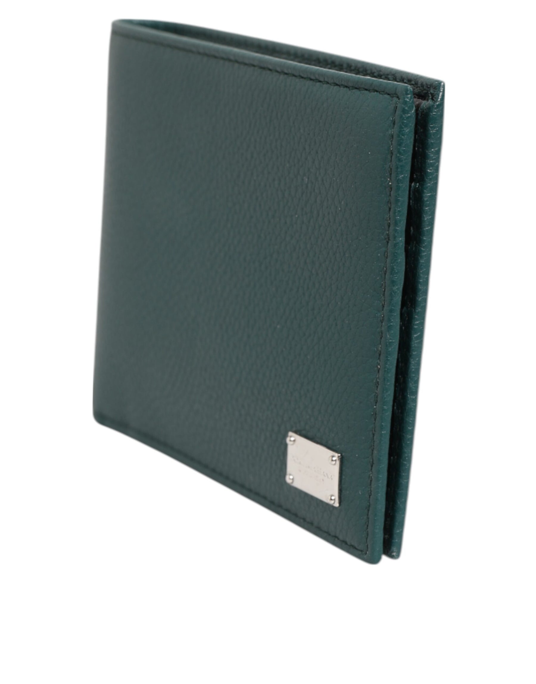 Dolce & Gabbana Green Leather DG Logo Plaque Bifold Men Card Holder Wallet | Regal Royce
