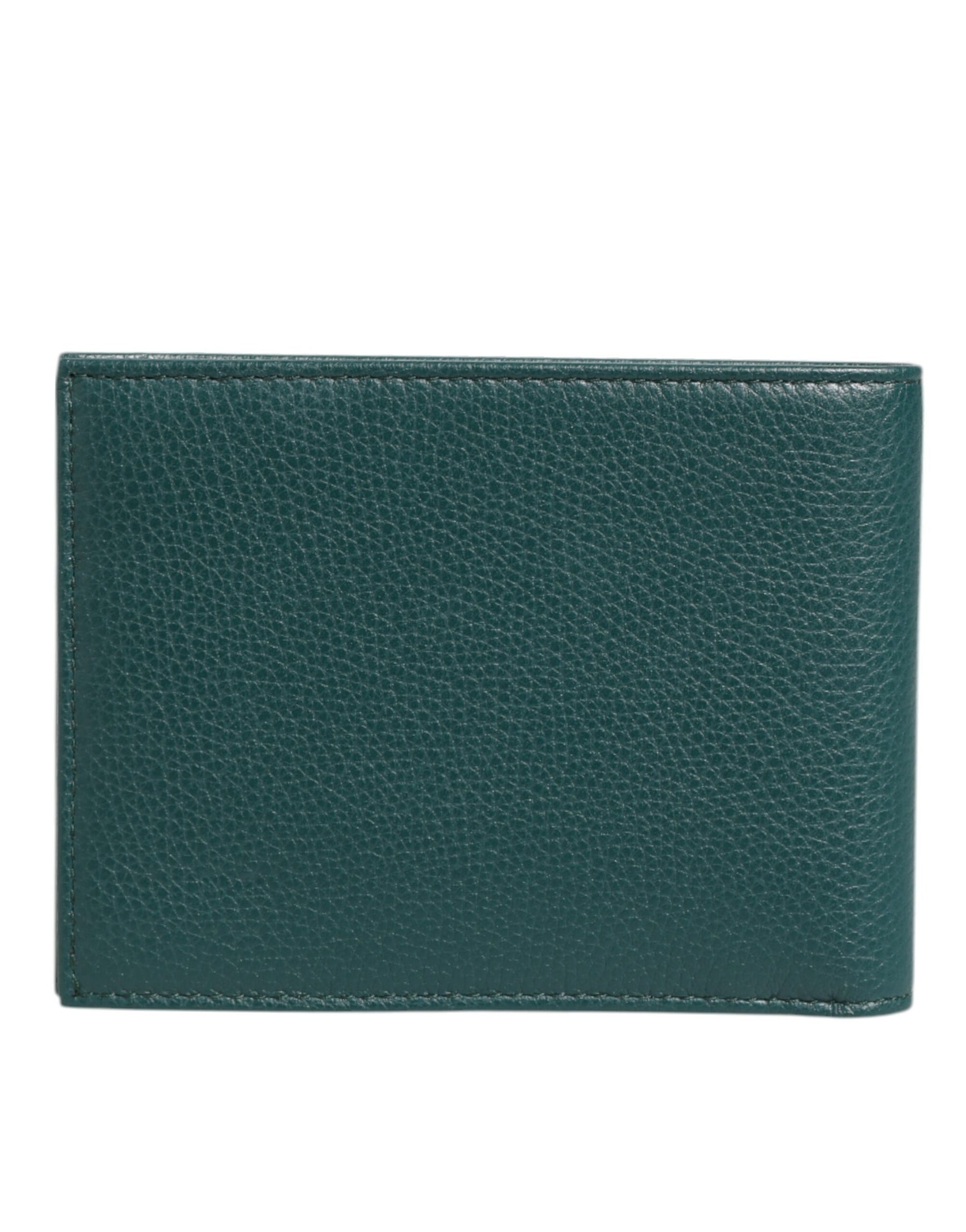 Dolce & Gabbana Green Leather DG Logo Plaque Bifold Men Card Holder Wallet | Regal Royce
