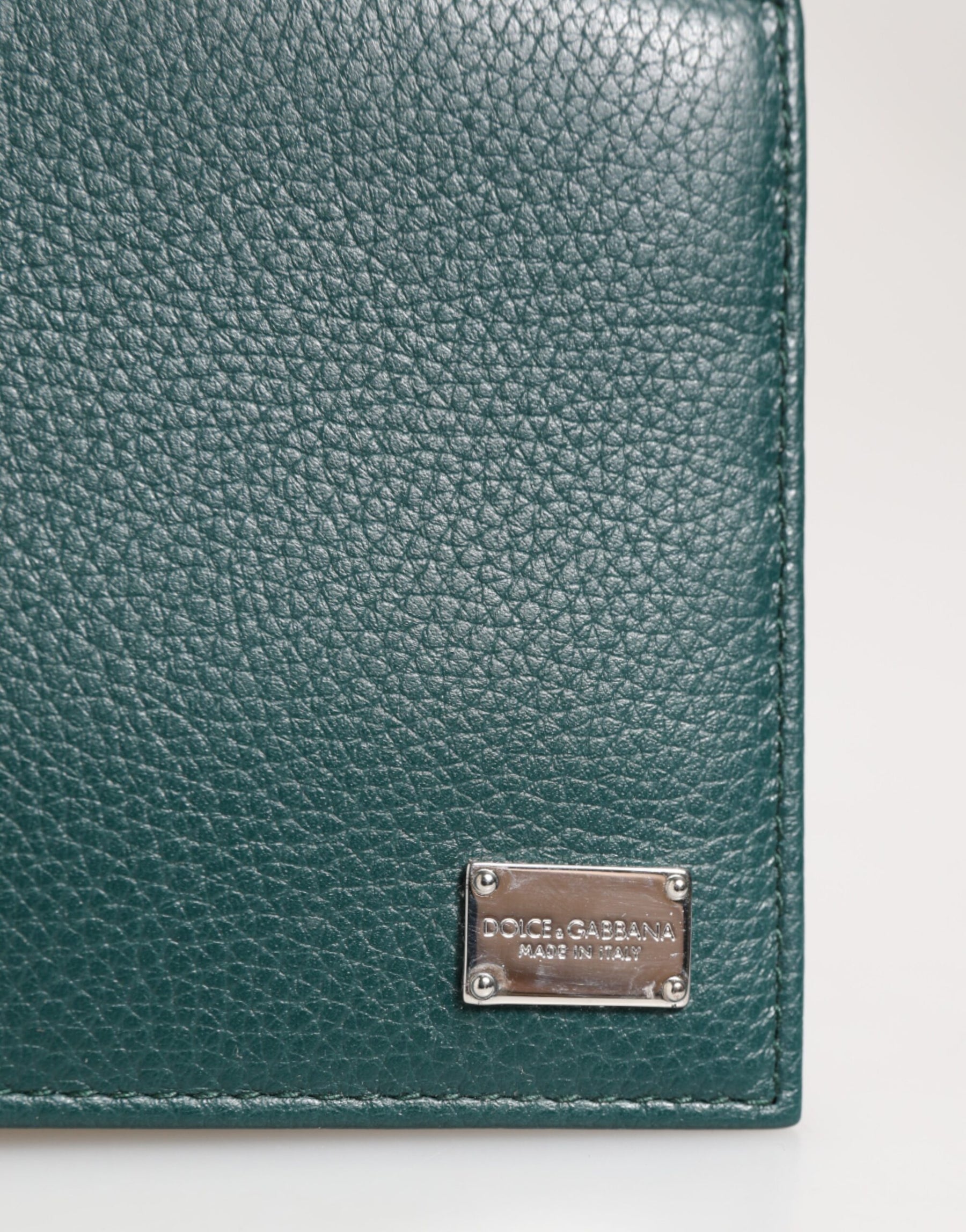 Dolce & Gabbana Green Leather DG Logo Plaque Bifold Men Card Holder Wallet | Regal Royce