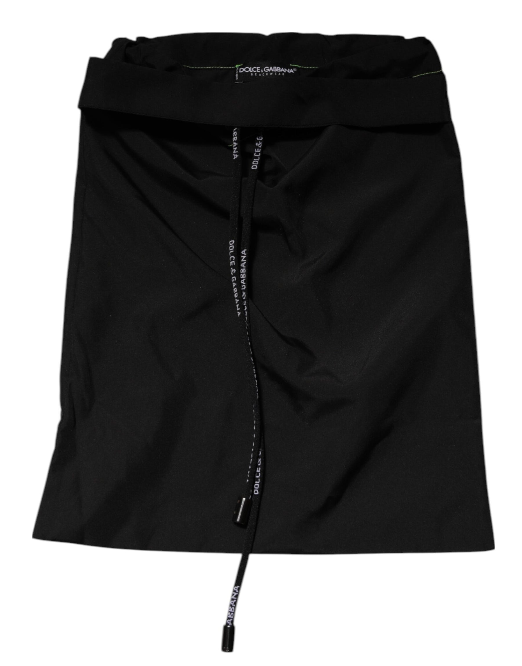 Dolce & Gabbana Black Green Logo Waistband Beachwear Short Swimwear | Regal Royce
