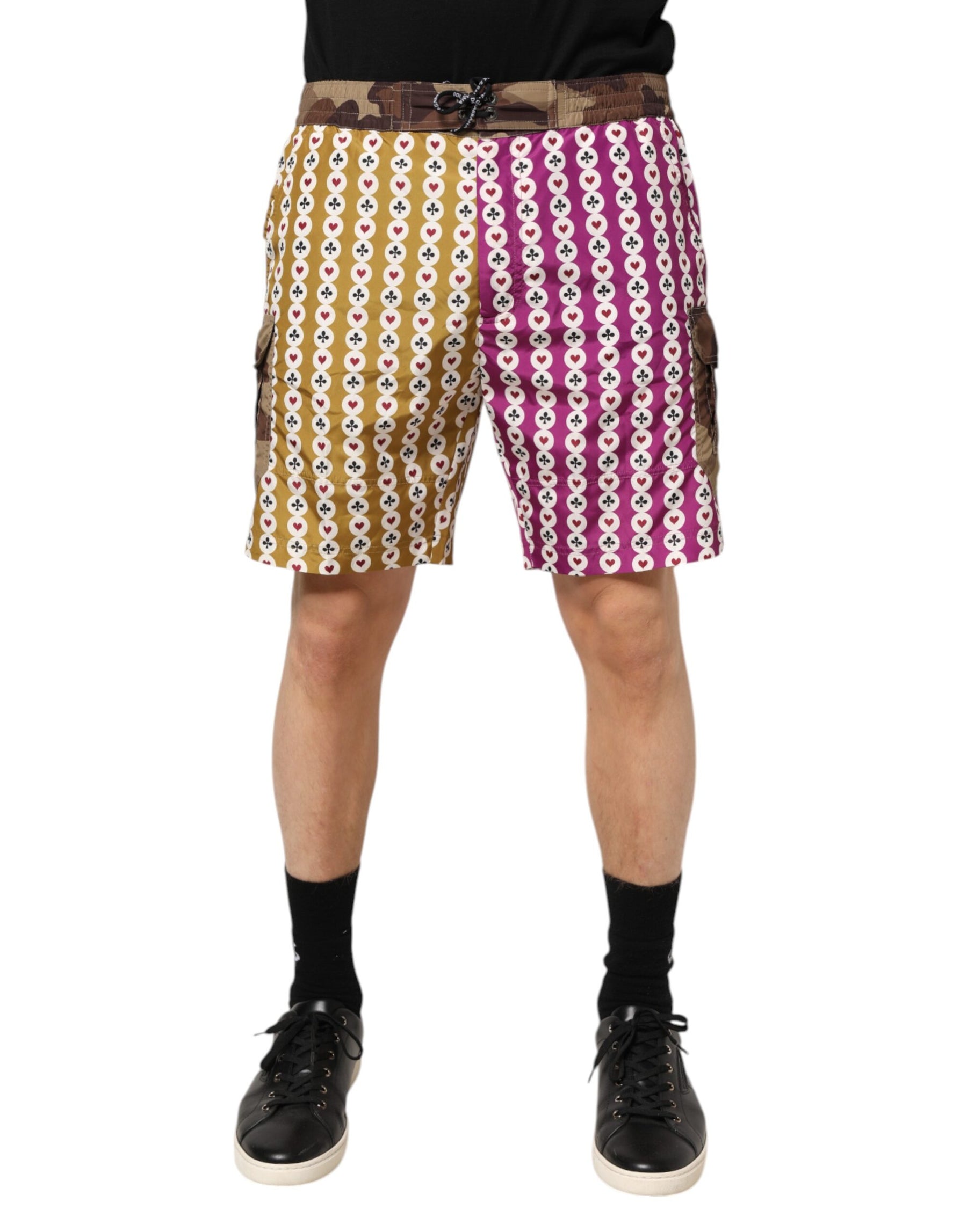 Dolce & Gabbana Multicolor Playing Card Camouflage Shorts Swimwear | Regal Royce