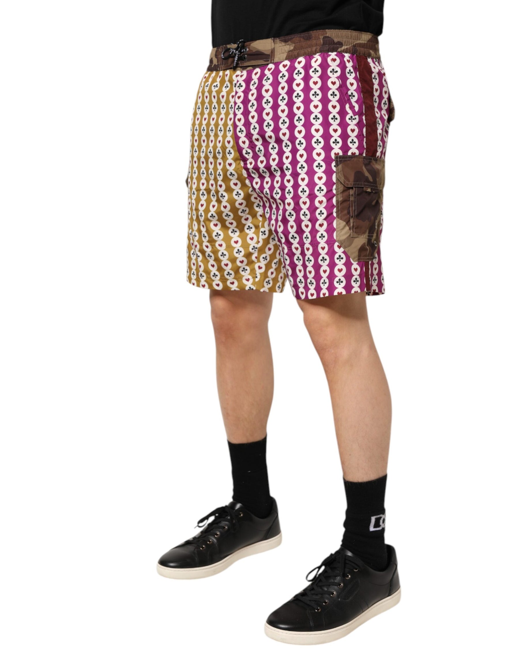Dolce & Gabbana Multicolor Playing Card Camouflage Shorts Swimwear | Regal Royce