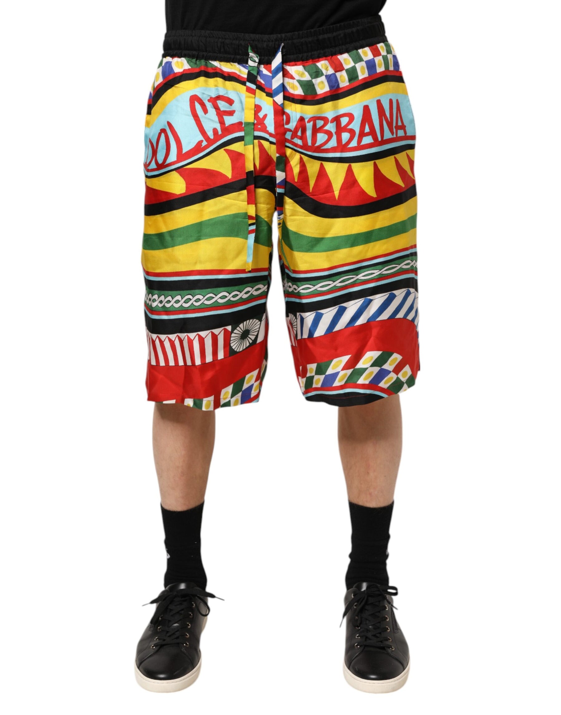 Dolce & Gabbana Multicolor Sicilian Carretto Shorts Swimwear | Regal Royce
