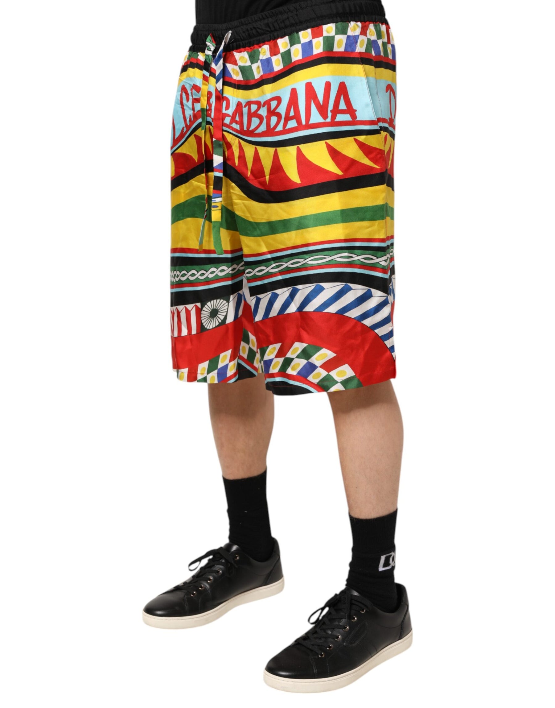 Dolce & Gabbana Multicolor Sicilian Carretto Shorts Swimwear | Regal Royce
