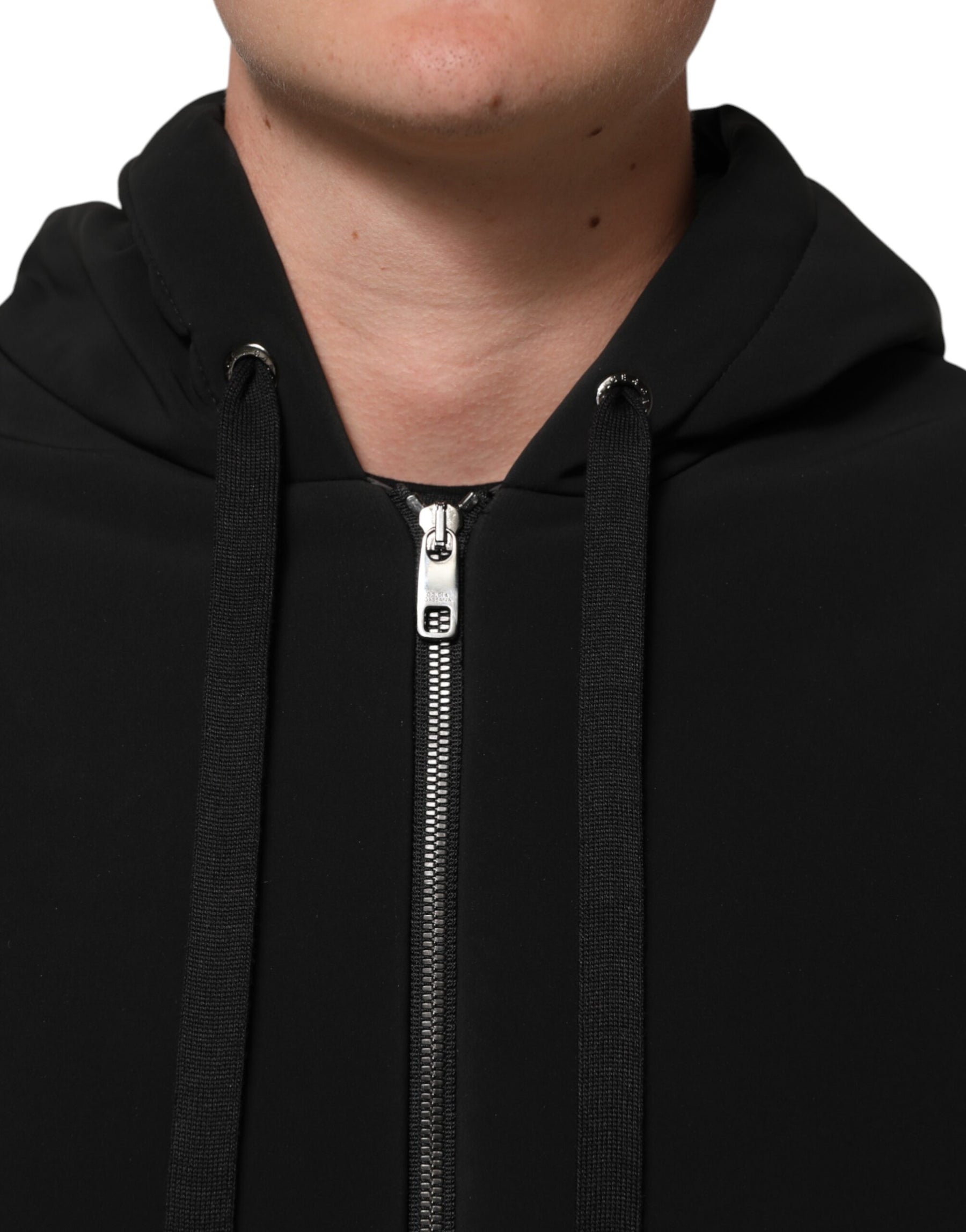 Dolce & Gabbana Black Cotton Quilted Studded Sleeve Hoodie Jacket | Regal Royce