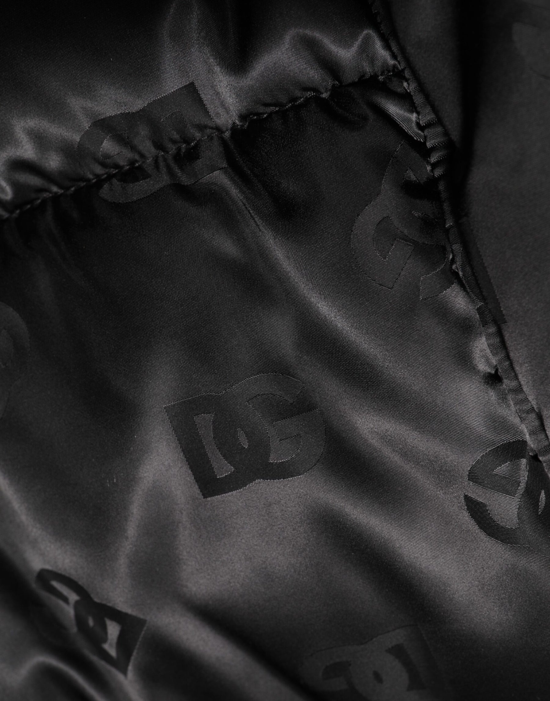 Dolce & Gabbana Black Monogram Logo Puffer Nylon Hooded Jacket | Regal Royce