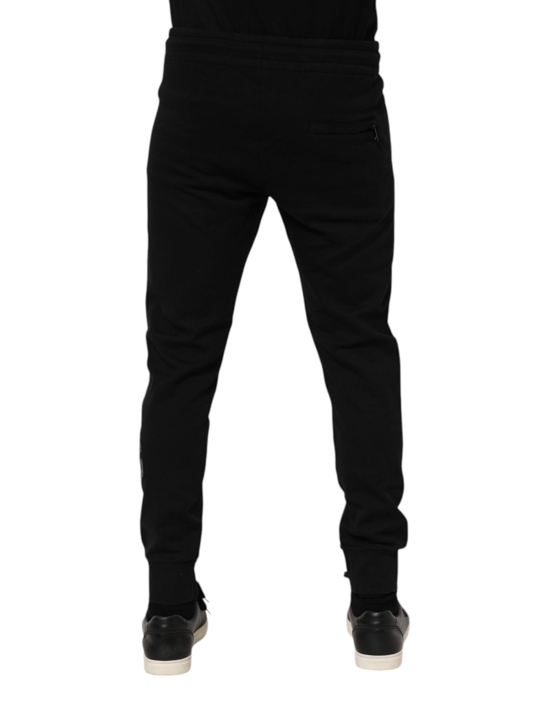 Dolce & Gabbana Black Cotton Jogger Jogging Men Trouser Pants | Regal Royce