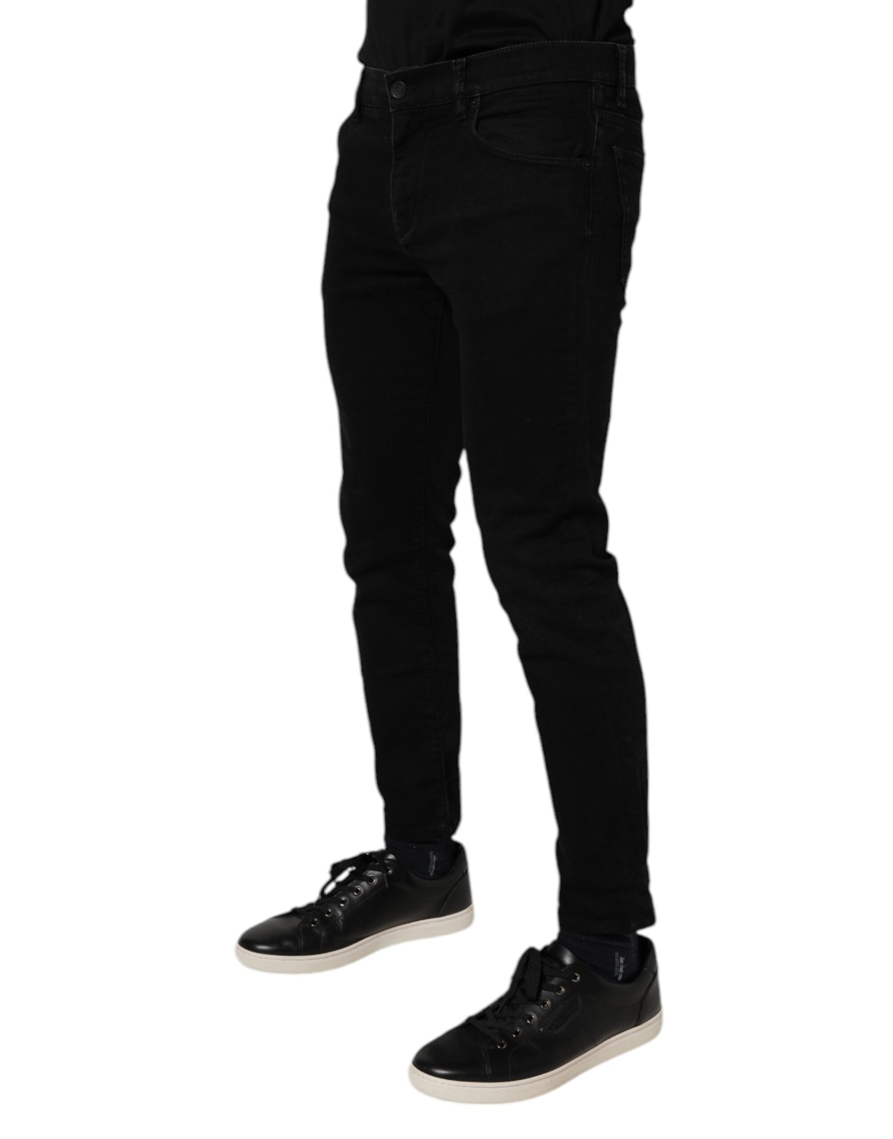 Dolce & Gabbana Black Cotton Skinny Jeans Men Trouser Pants | Regal Royce