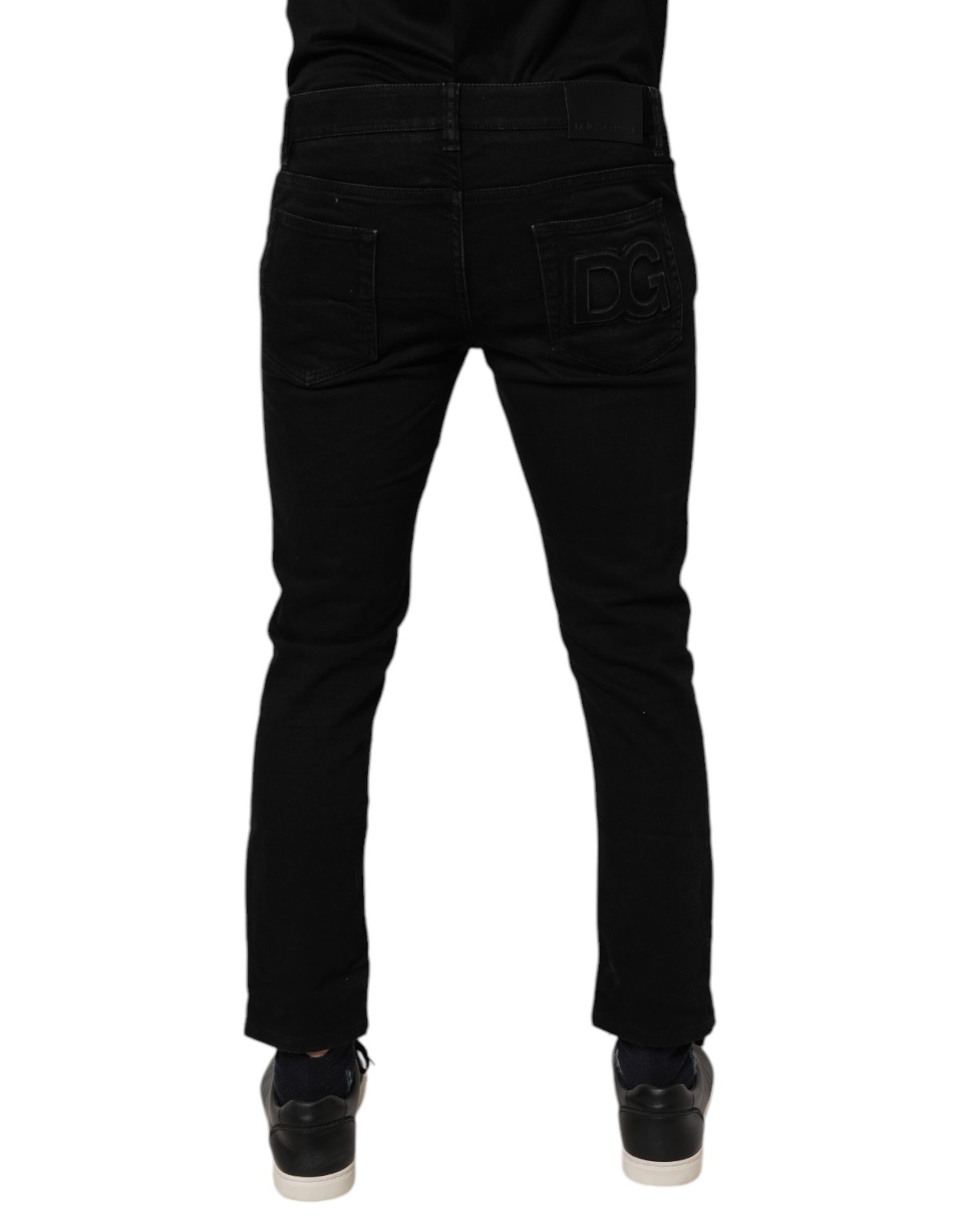 Dolce & Gabbana Black Cotton Skinny Jeans Men Trouser Pants | Regal Royce