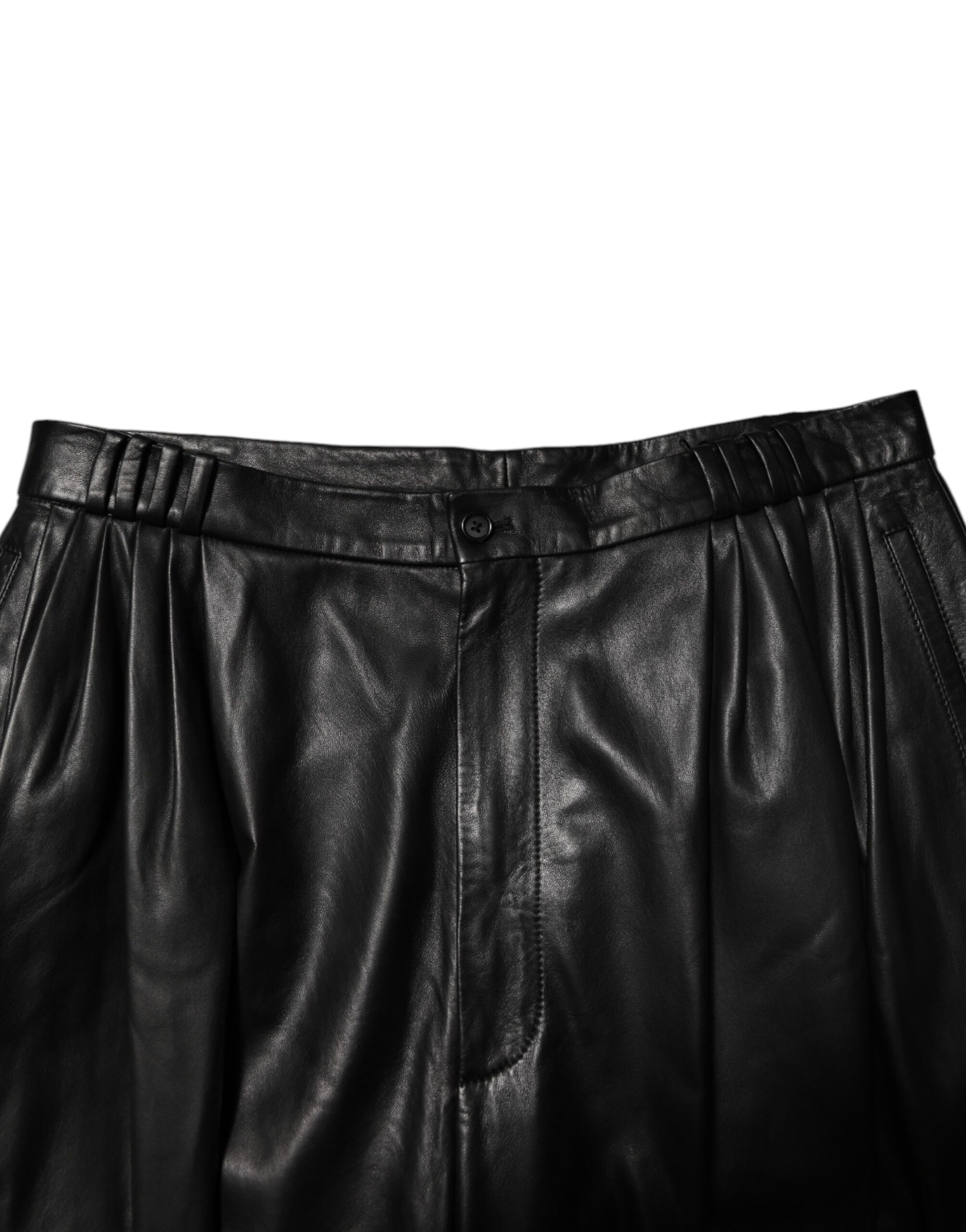 Dolce & Gabbana Black Lamb Leather Trousers Men Pants | Regal Royce