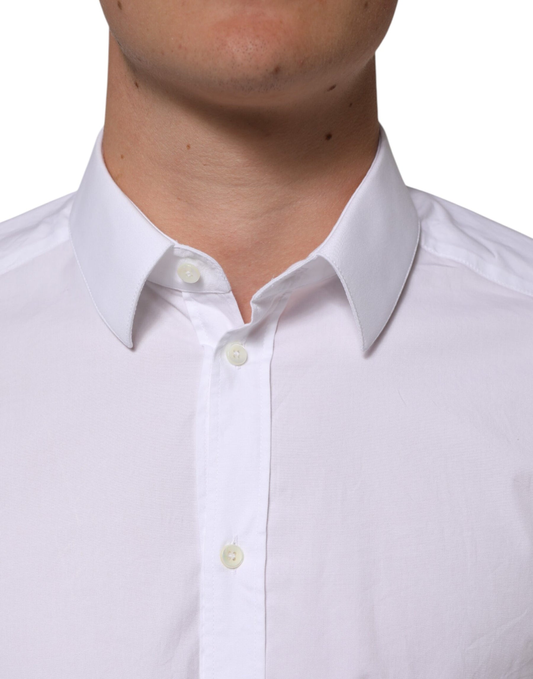 Dolce & Gabbana White Cotton GOLD Long Sleeves Formal Men Shirt | Regal Royce