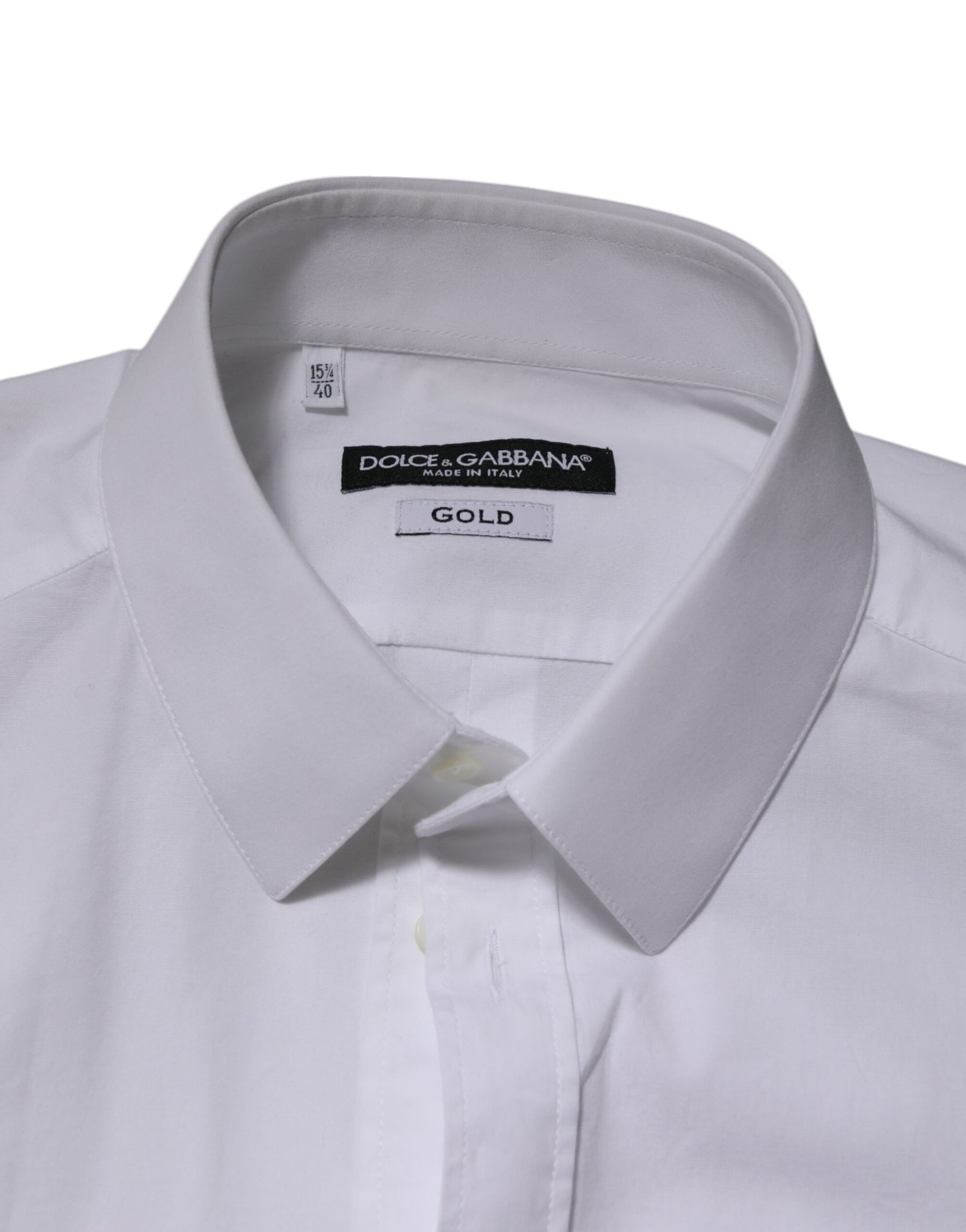Dolce & Gabbana White Cotton GOLD Long Sleeves Formal Men Shirt | Regal Royce