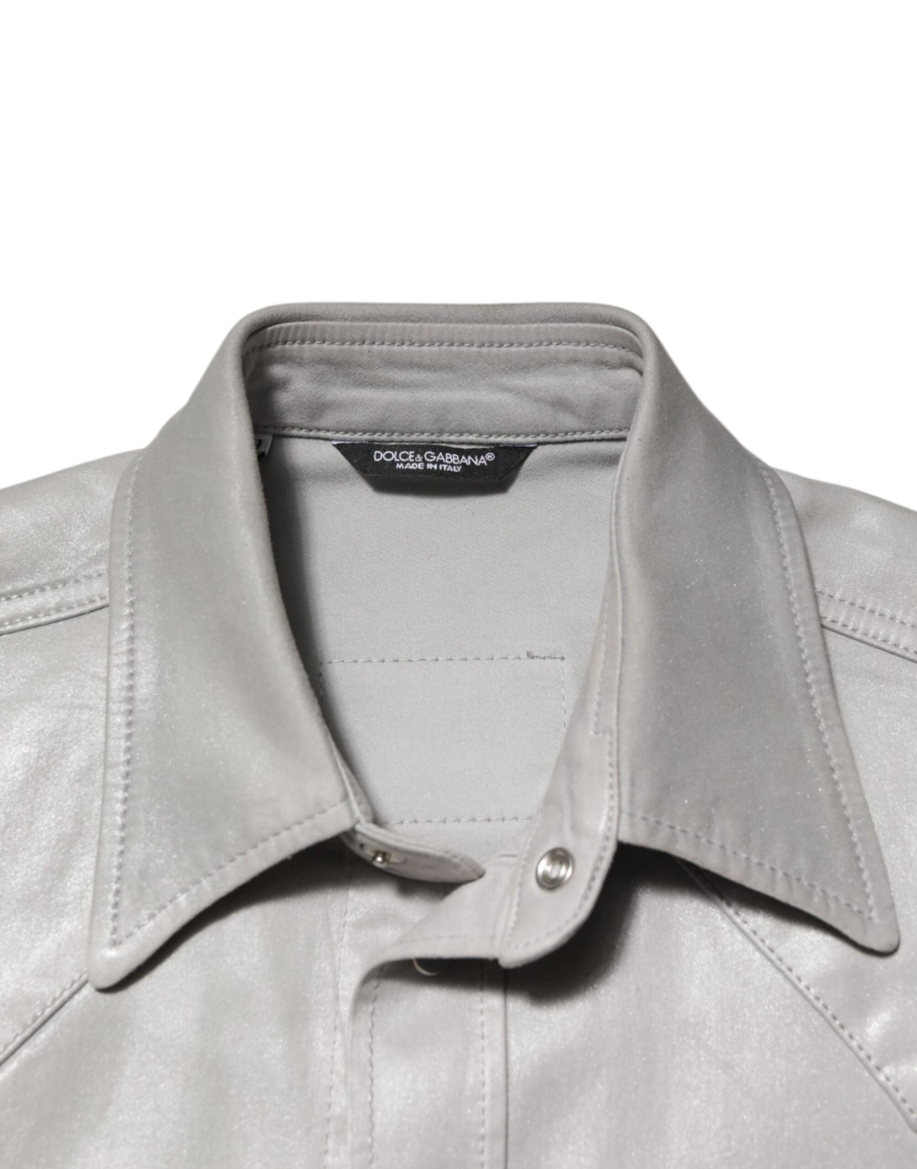 Dolce & Gabbana Metallic Gray Cotton Button Down Men Shirt | Regal Royce
