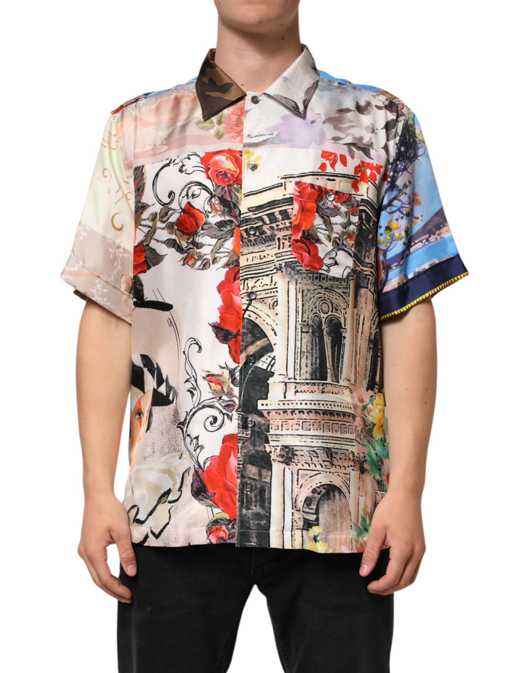 Dolce & Gabbana Multicolor Printed Casual Short Sleeve Shirt | Regal Royce