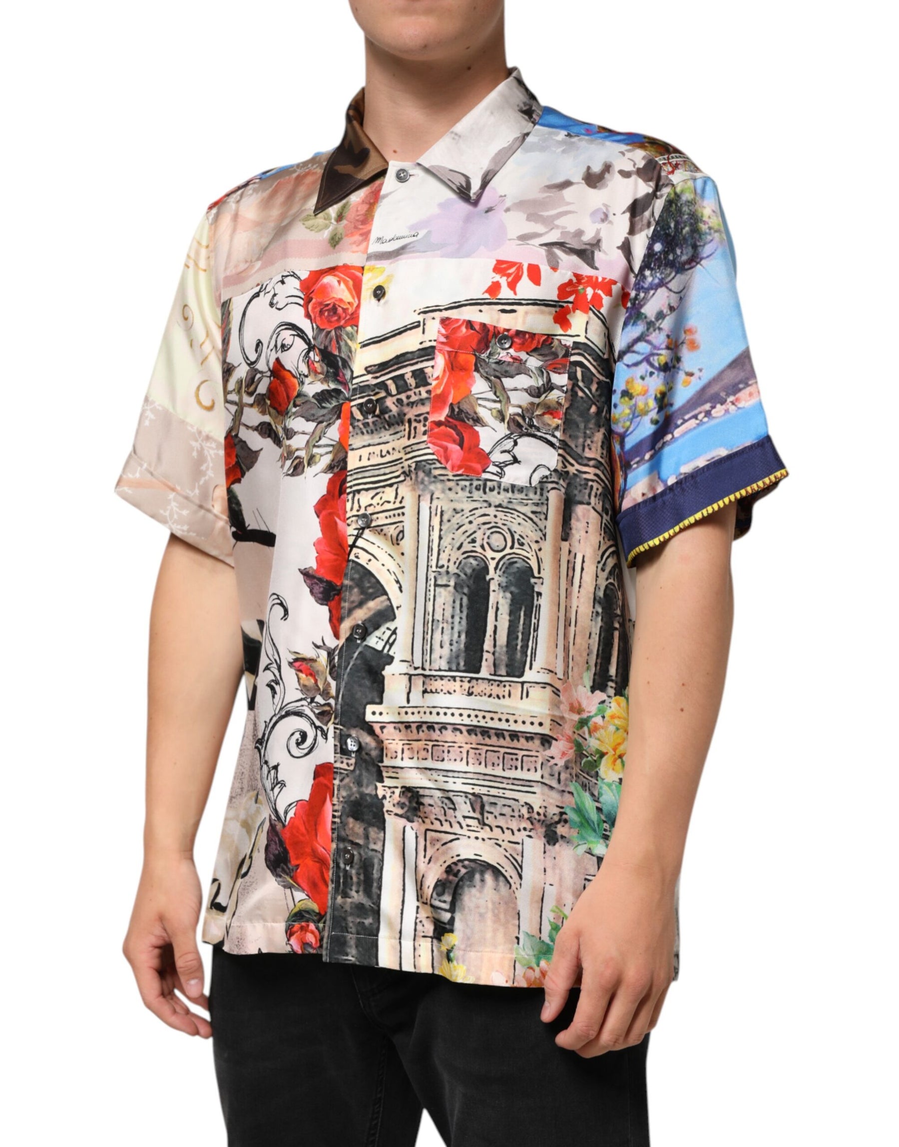 Dolce & Gabbana Multicolor Printed Casual Short Sleeve Shirt | Regal Royce