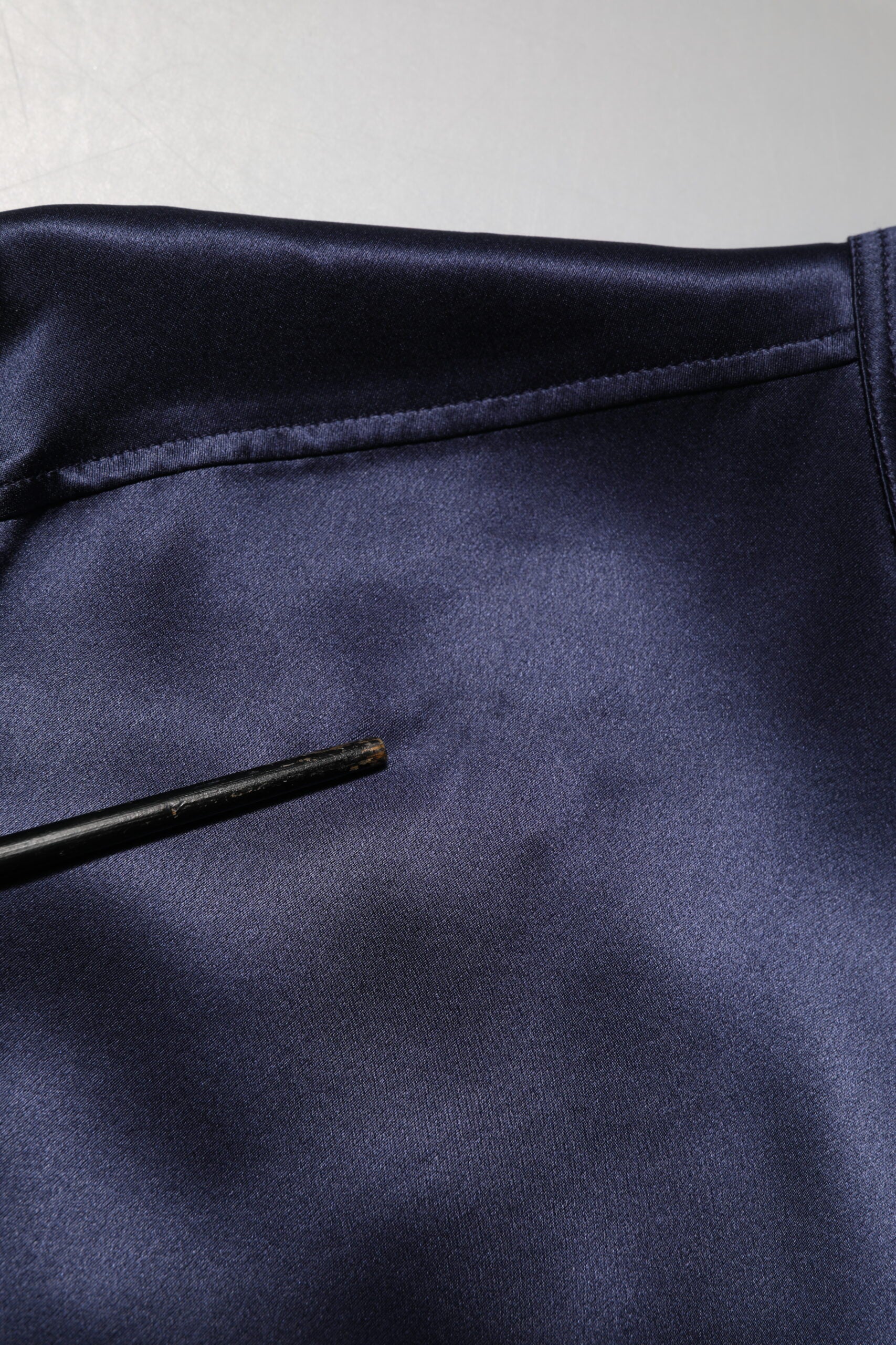 Dolce & Gabbana Navy Silk Long Sleeve Mandarin Collar Shirt | Regal Royce