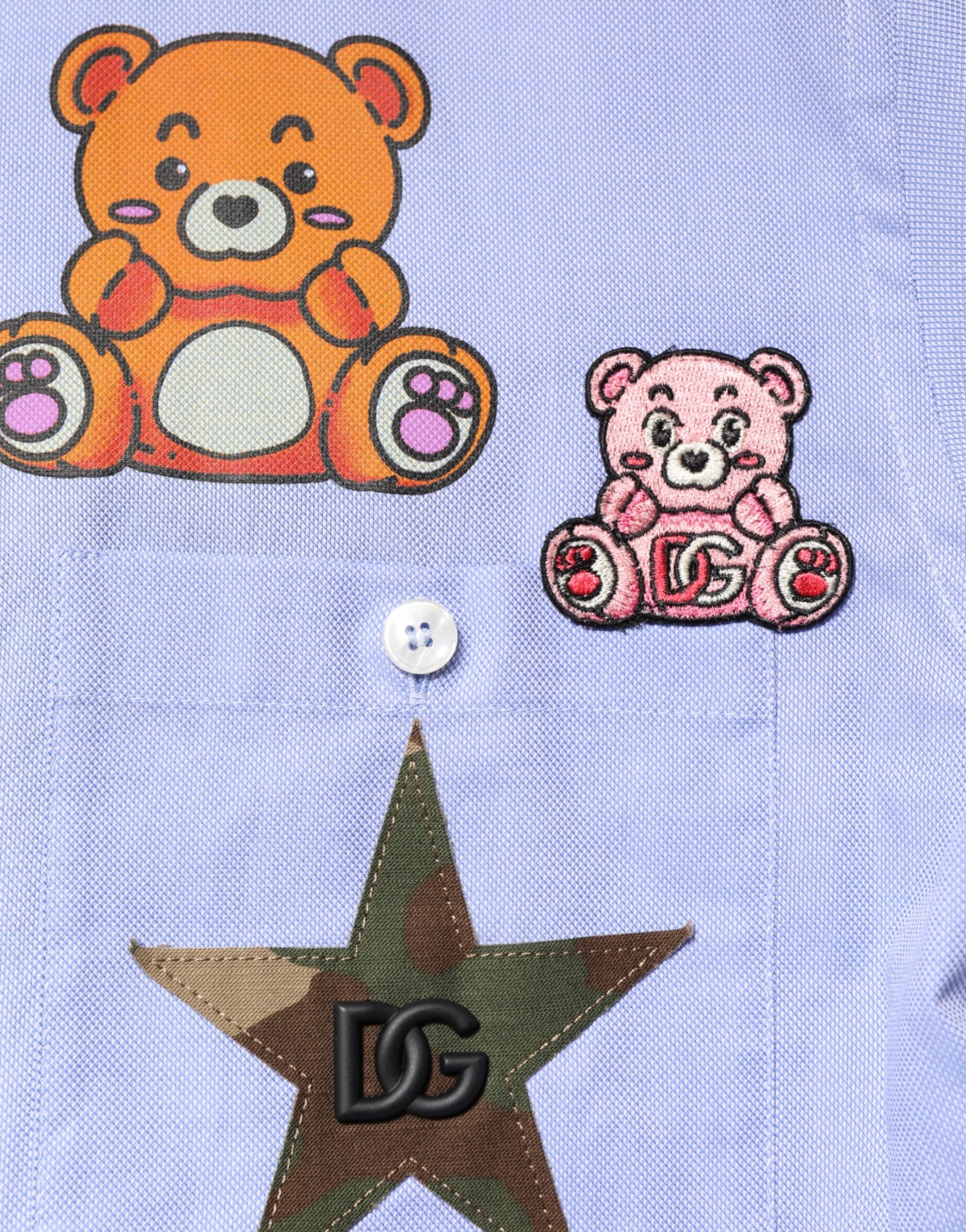 Dolce & Gabbana Light Blue Cotton Teddy Bear Long Sleeve Shirt | Regal Royce