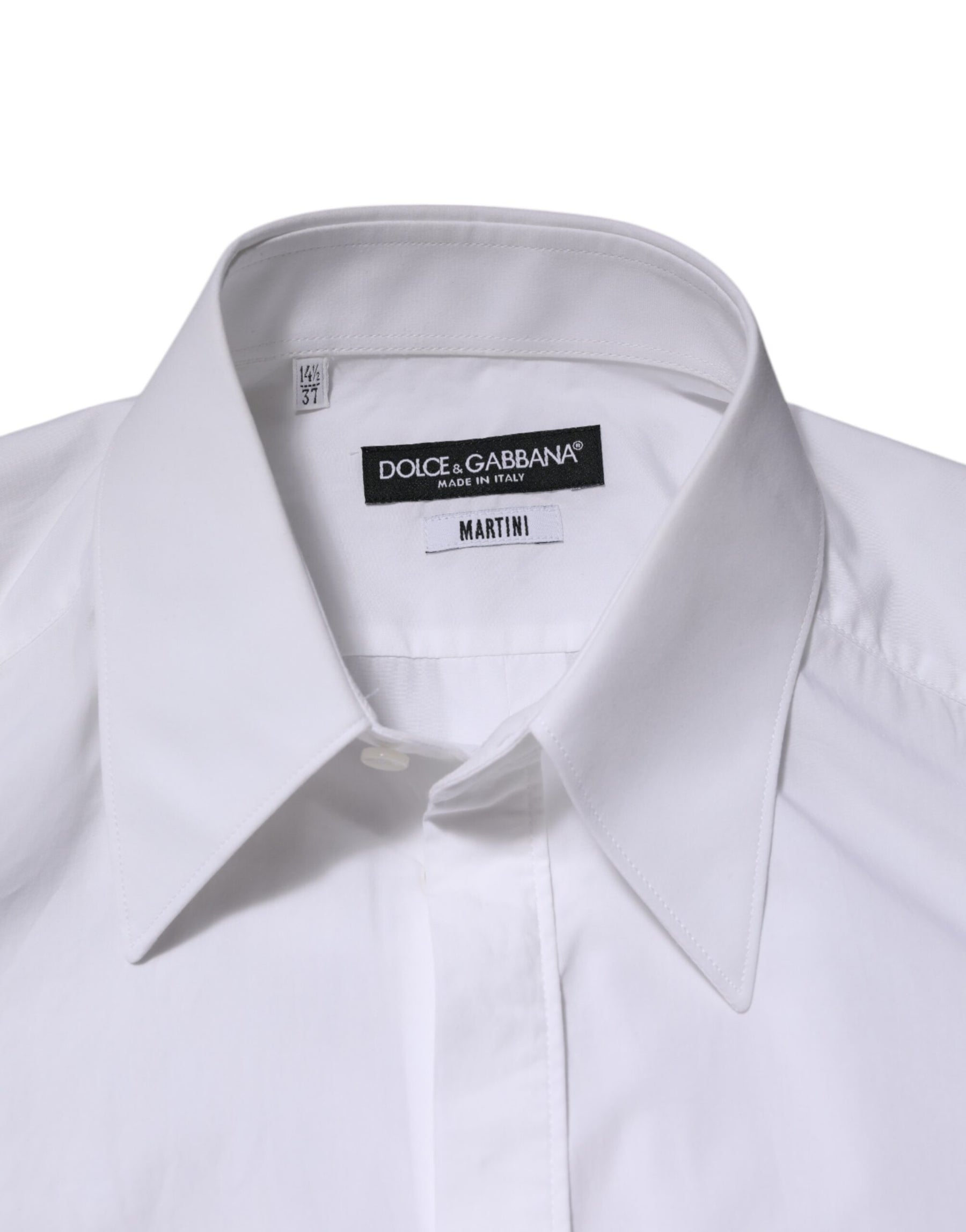 Dolce & Gabbana White Cotton MARTINI Long Sleeve Dress Shirt | Regal Royce