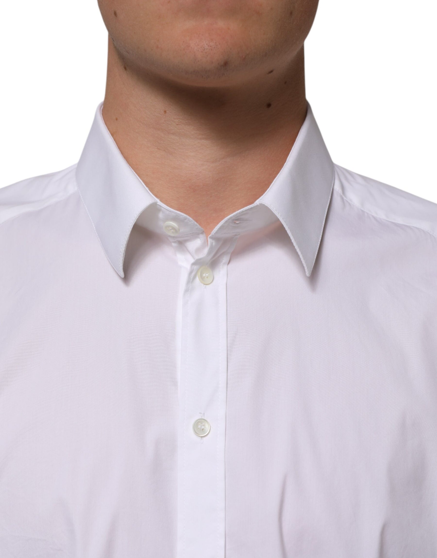 Dolce & Gabbana White Cotton GOLD Long Sleeves Formal Shirt | Regal Royce