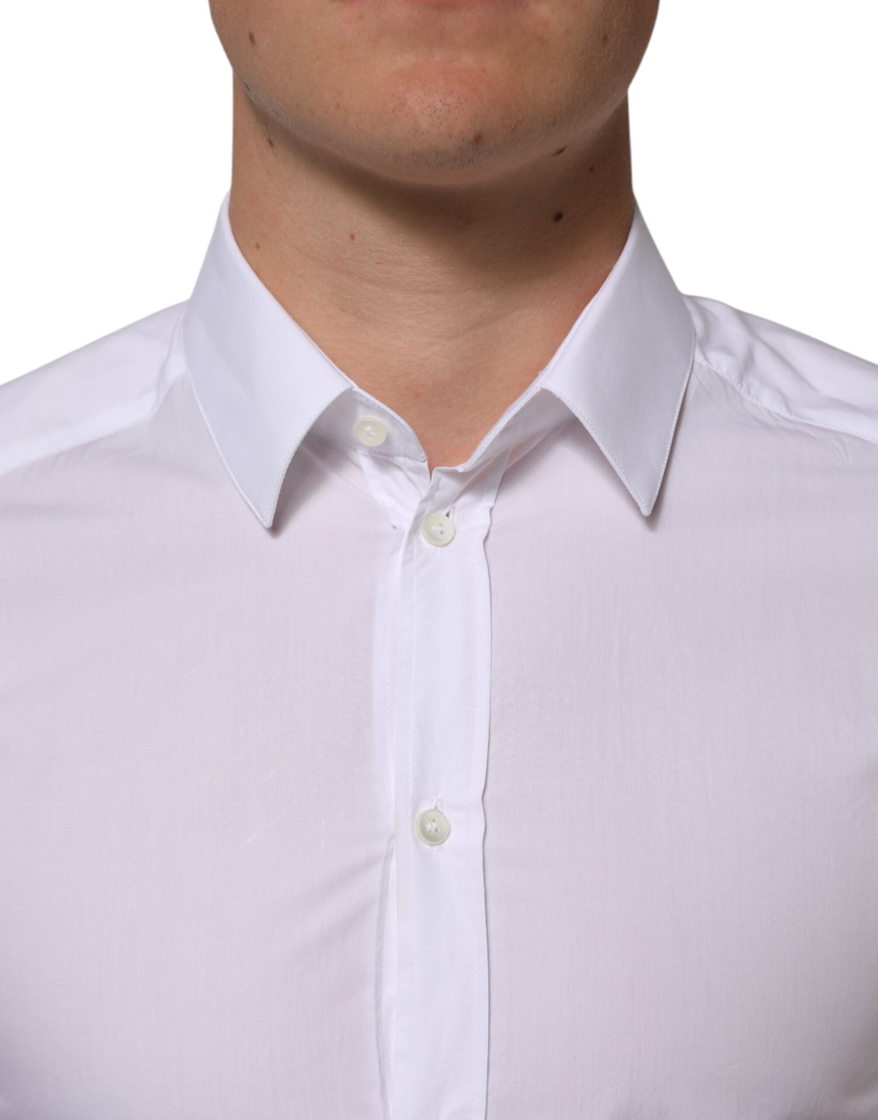 Dolce & Gabbana White Cotton GOLD Formal Men Longsleeves Shirt | Regal Royce