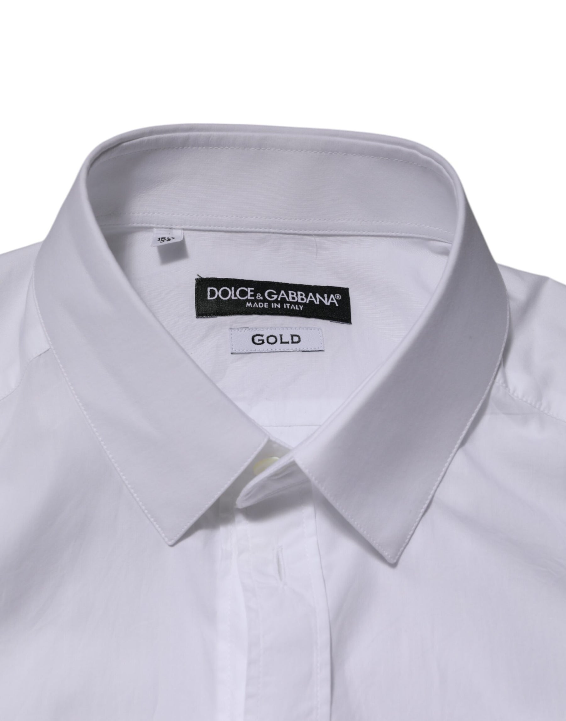 Dolce & Gabbana White Cotton GOLD Formal Men Longsleeves Shirt | Regal Royce
