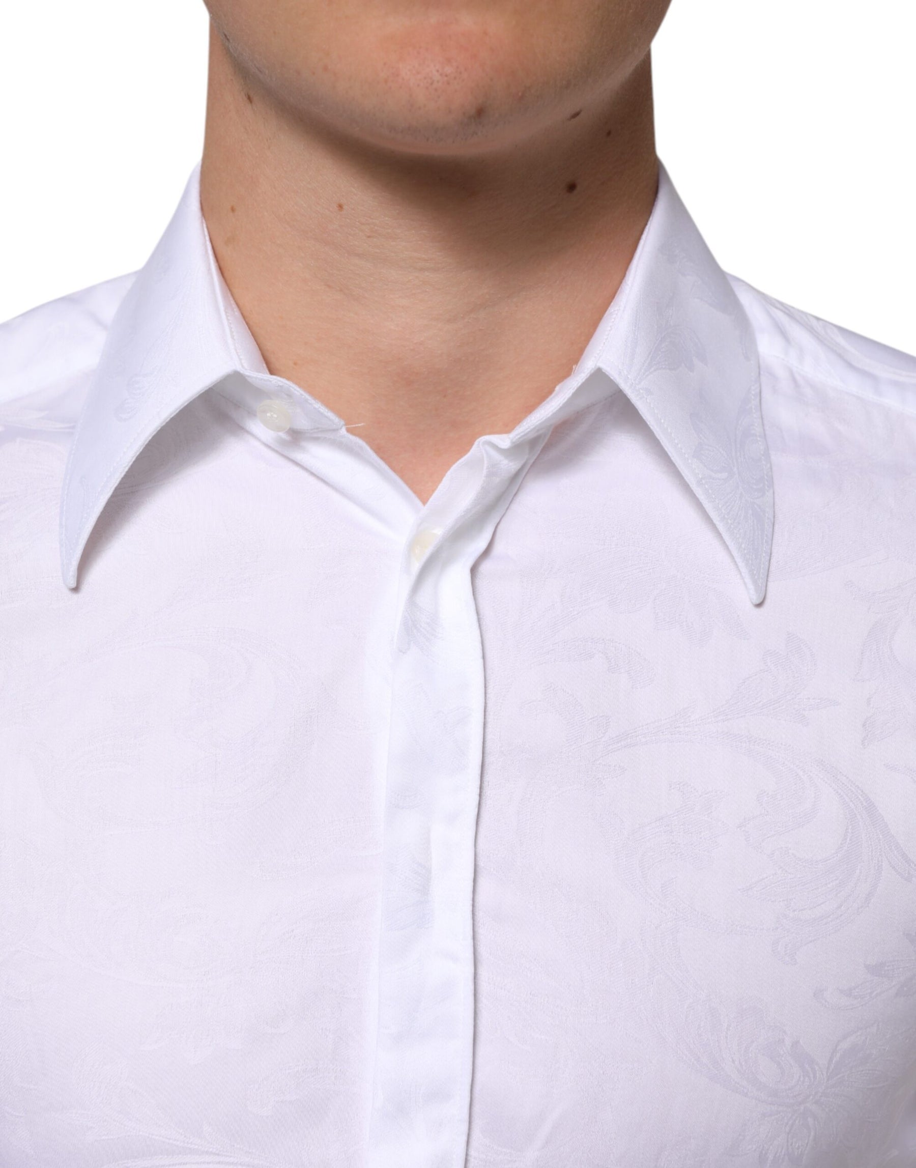Dolce & Gabbana White Cotton MARTINI Paisley Jacquard Shirt | Regal Royce