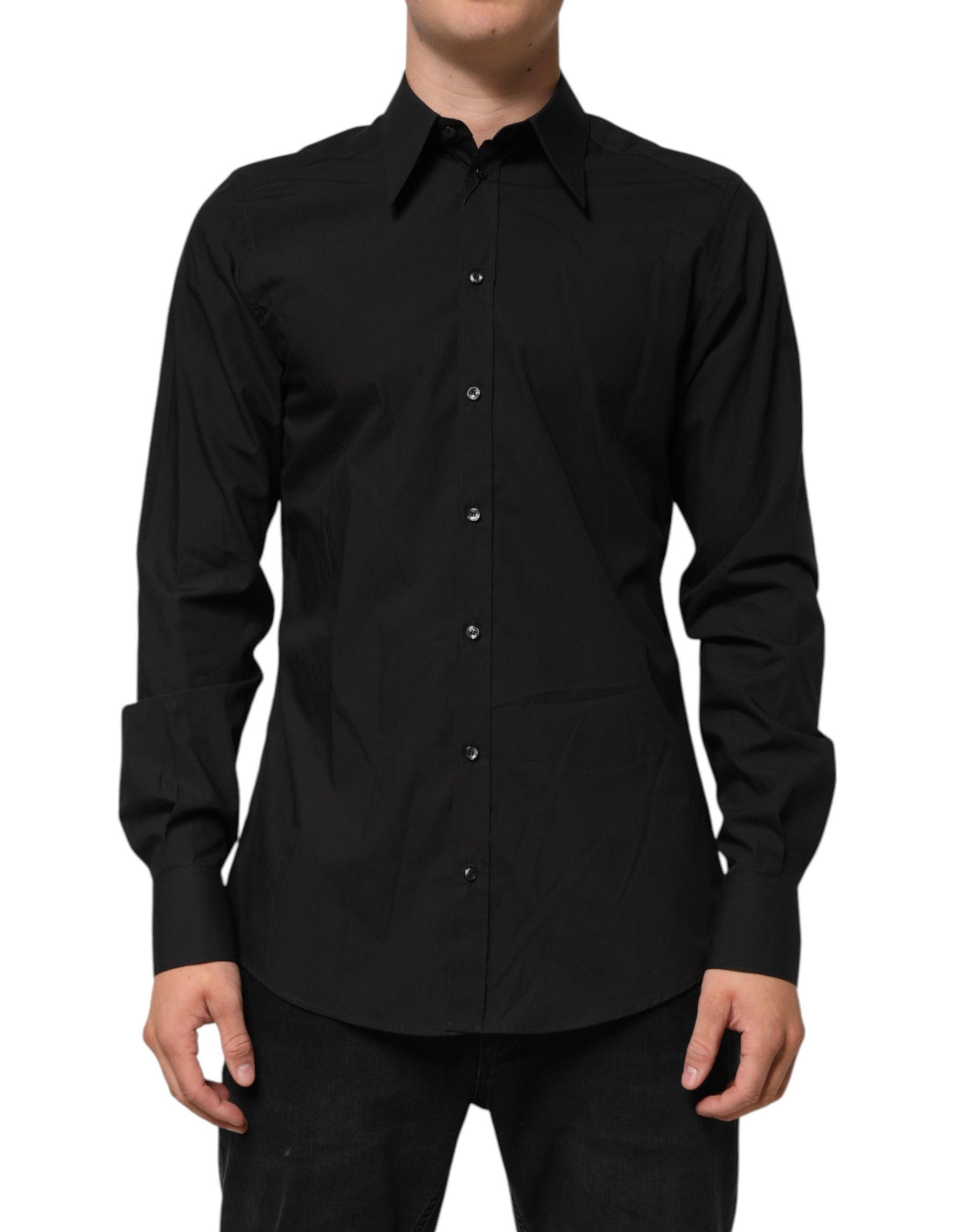Dolce & Gabbana Black MARTINI Slim Fit Dress Formal Men Shirt | Regal Royce