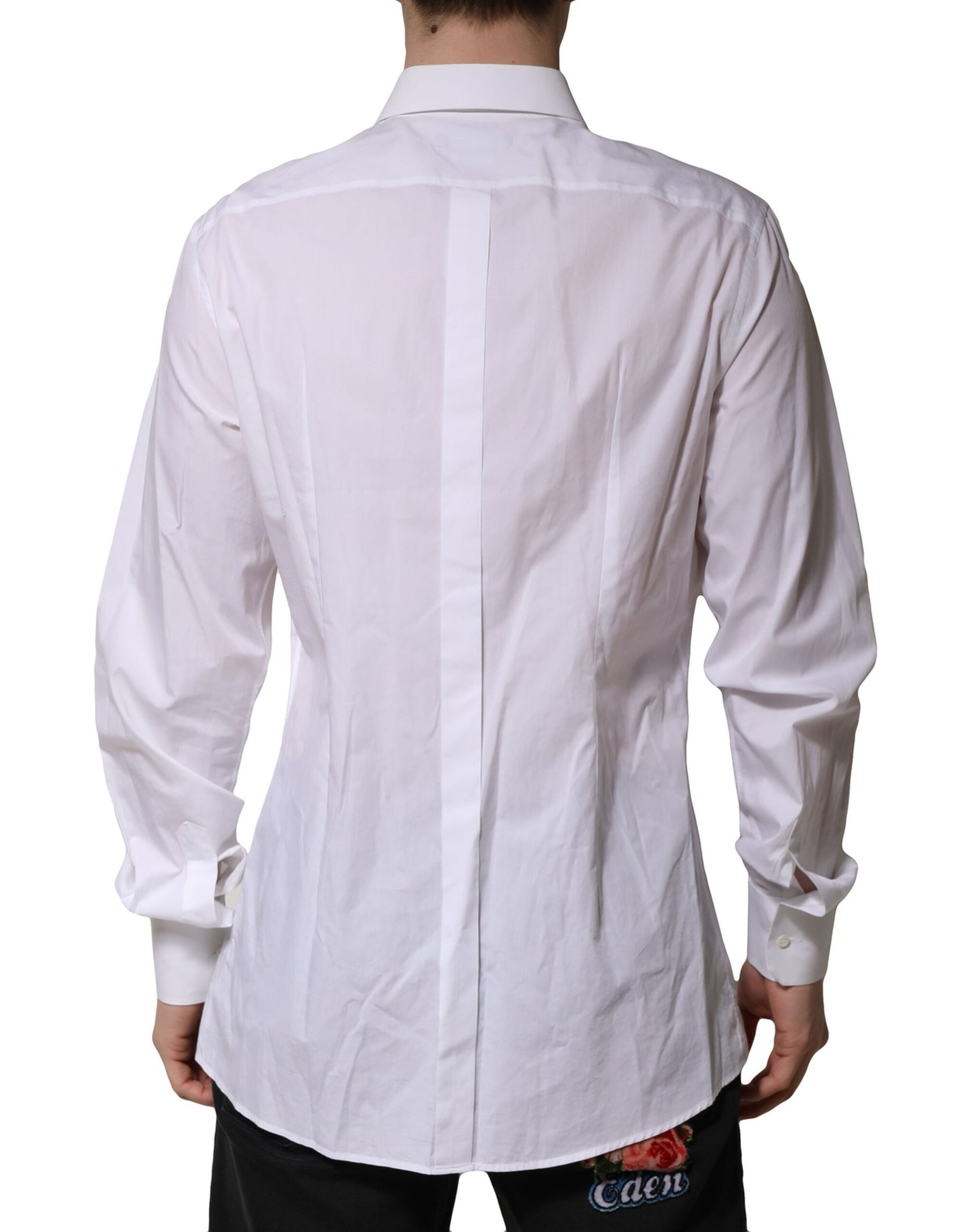 Dolce & Gabbana White Cotton Crown Collar GOLD Formal Shirt | Regal Royce