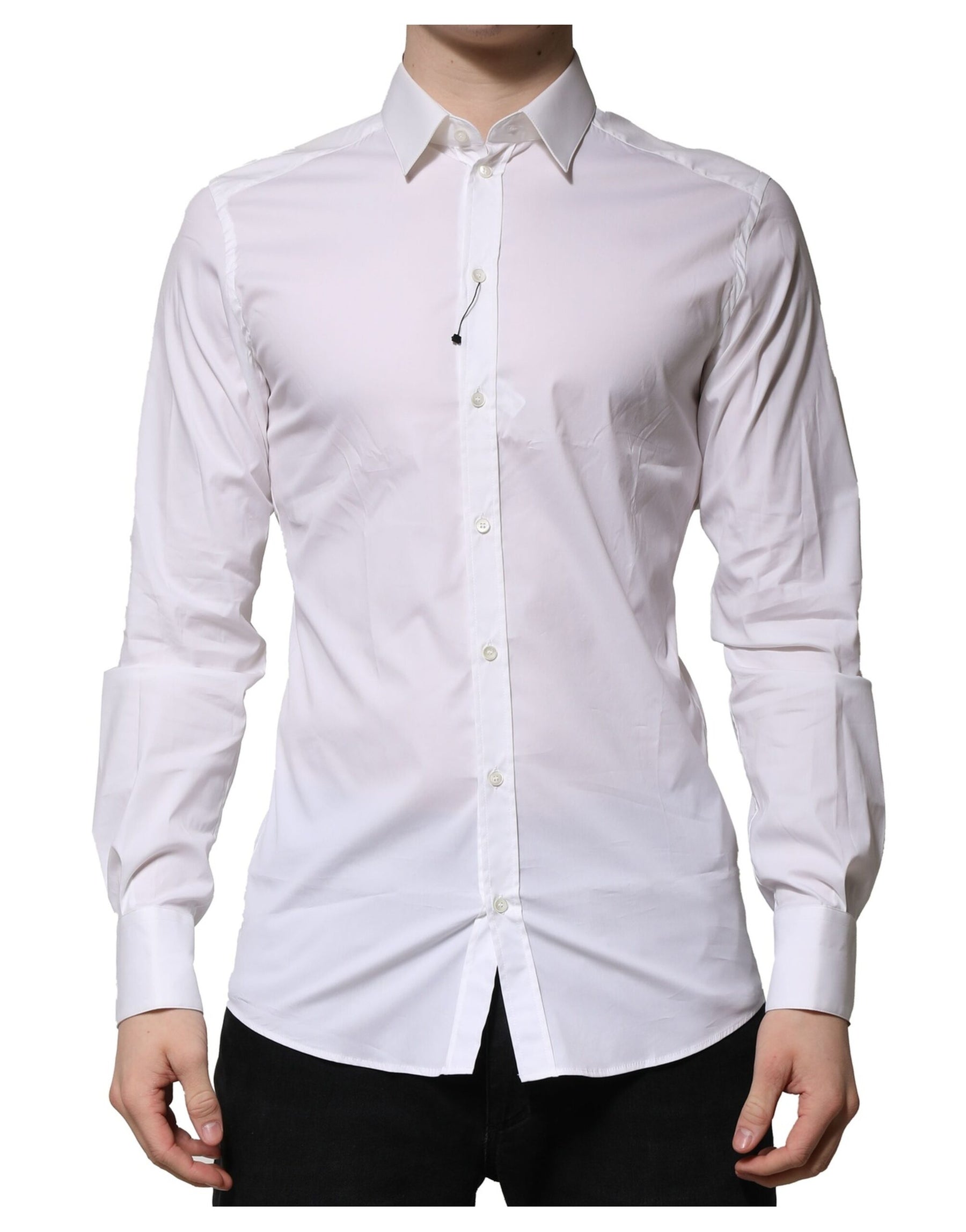Dolce & Gabbana White Cotton GOLD Long Sleeves Formal Shirt | Regal Royce