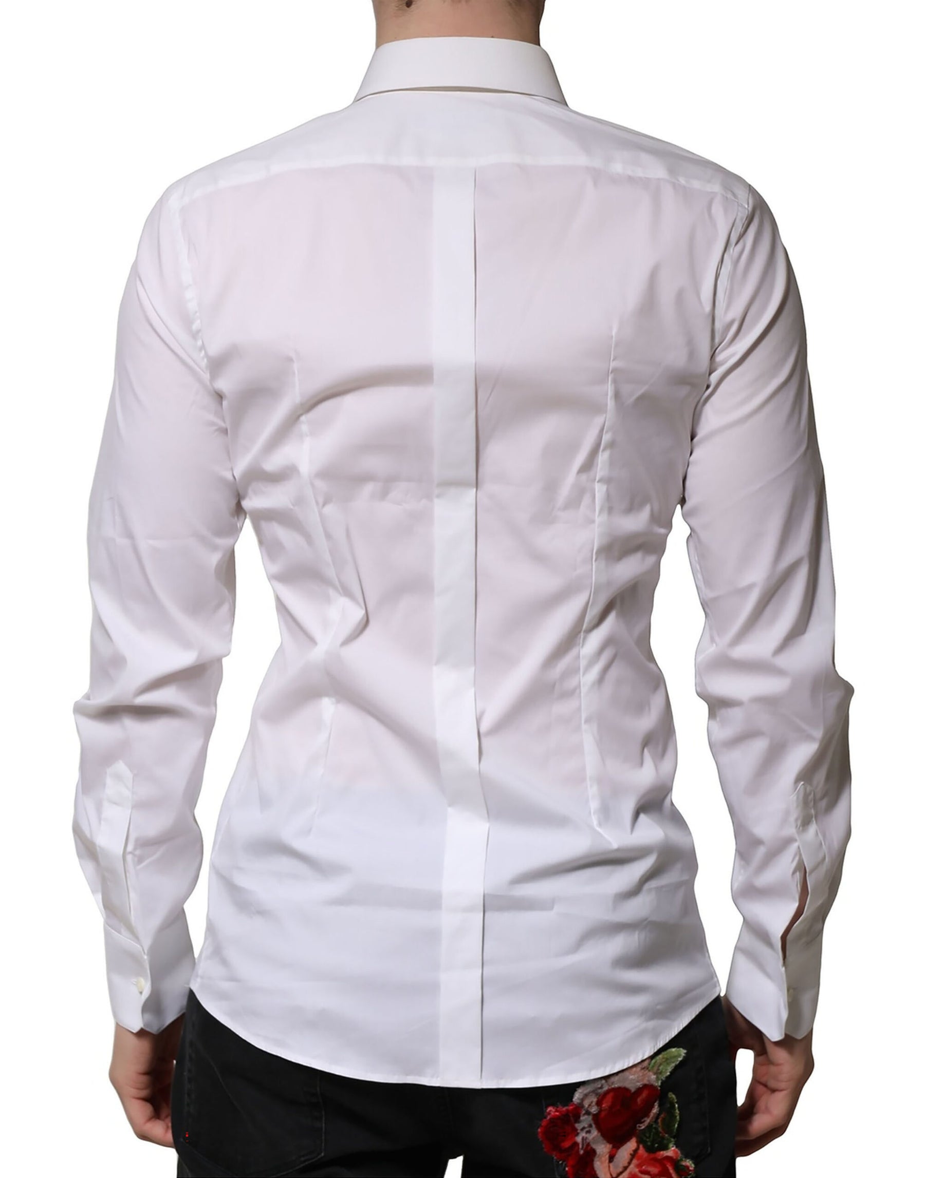 Dolce & Gabbana White Cotton GOLD Long Sleeves Formal Shirt | Regal Royce