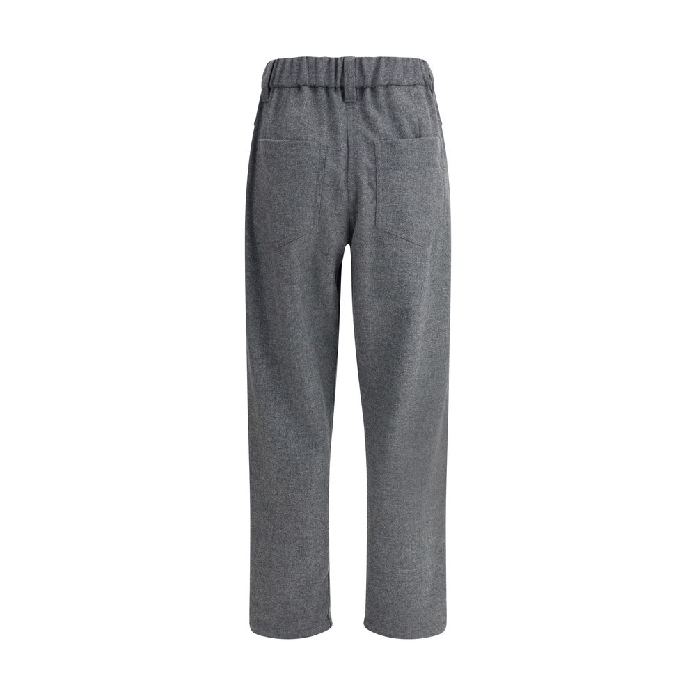 Brunello Cucinelli Gray Fleece Wool Casual Pants | Regal Royce